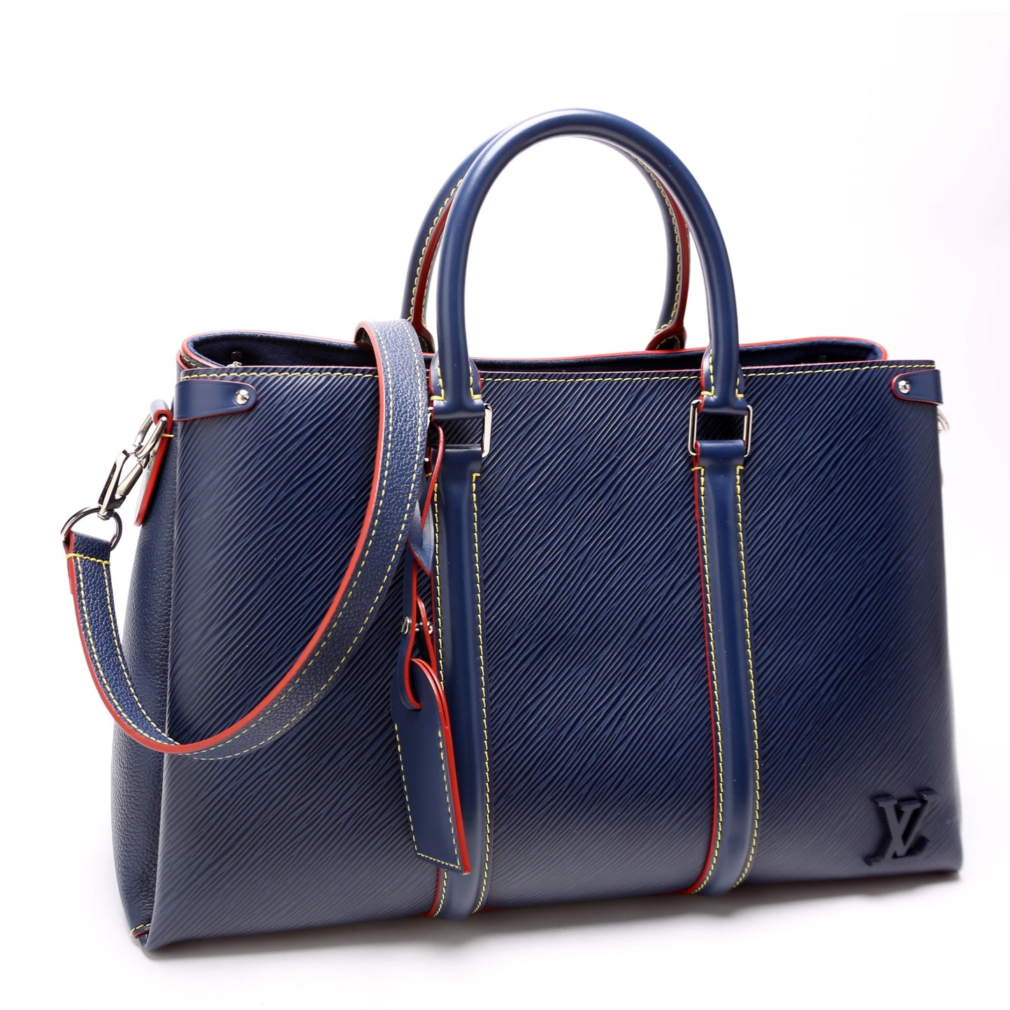 Louis Vuitton Soufflot Navy MM Epi Handbag