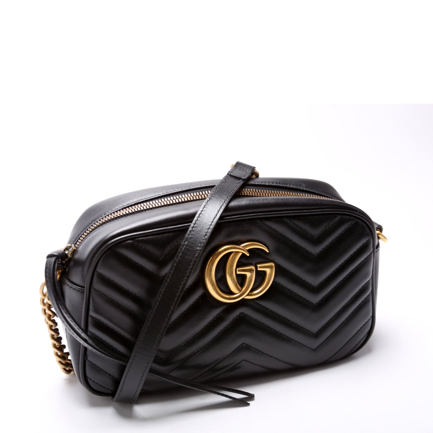 Gucci Marmont Camera Leather Black Small Travel Bag Black 3