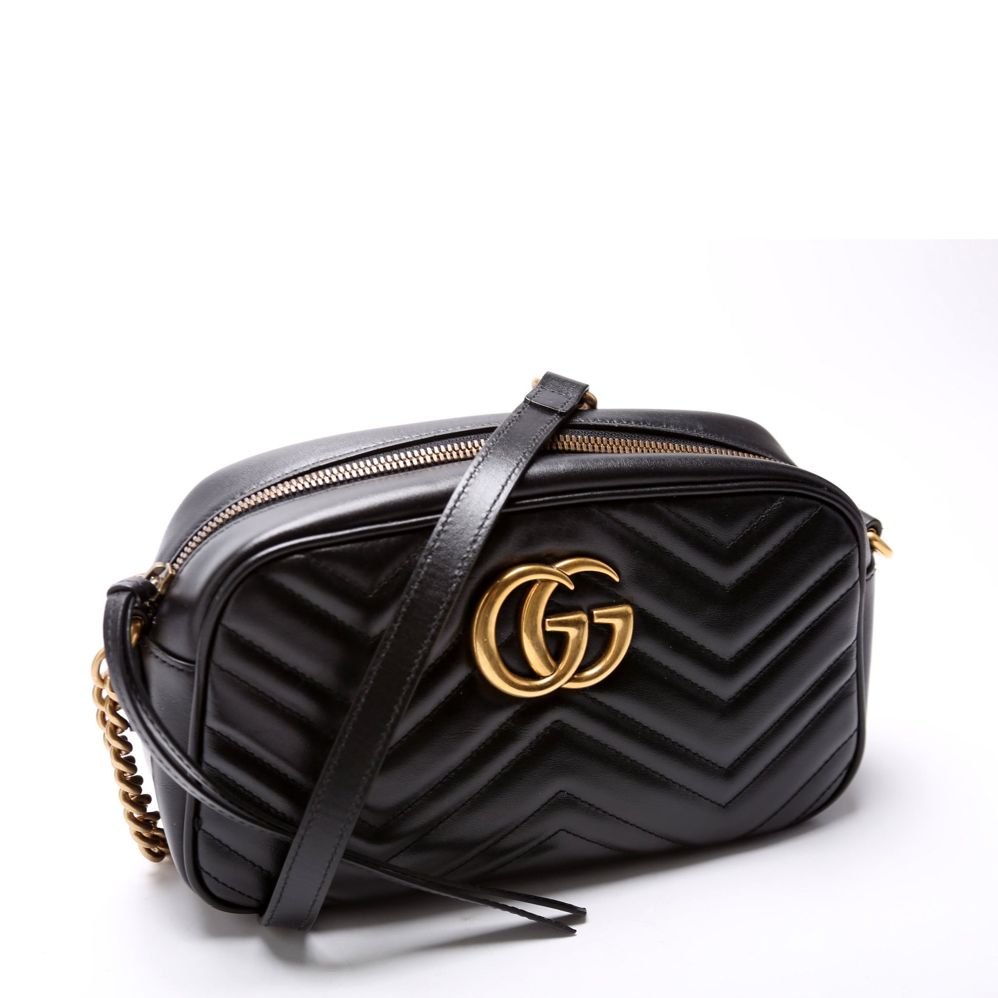 Gucci Marmont Camera Leather Black Small Travel Bag Black 3