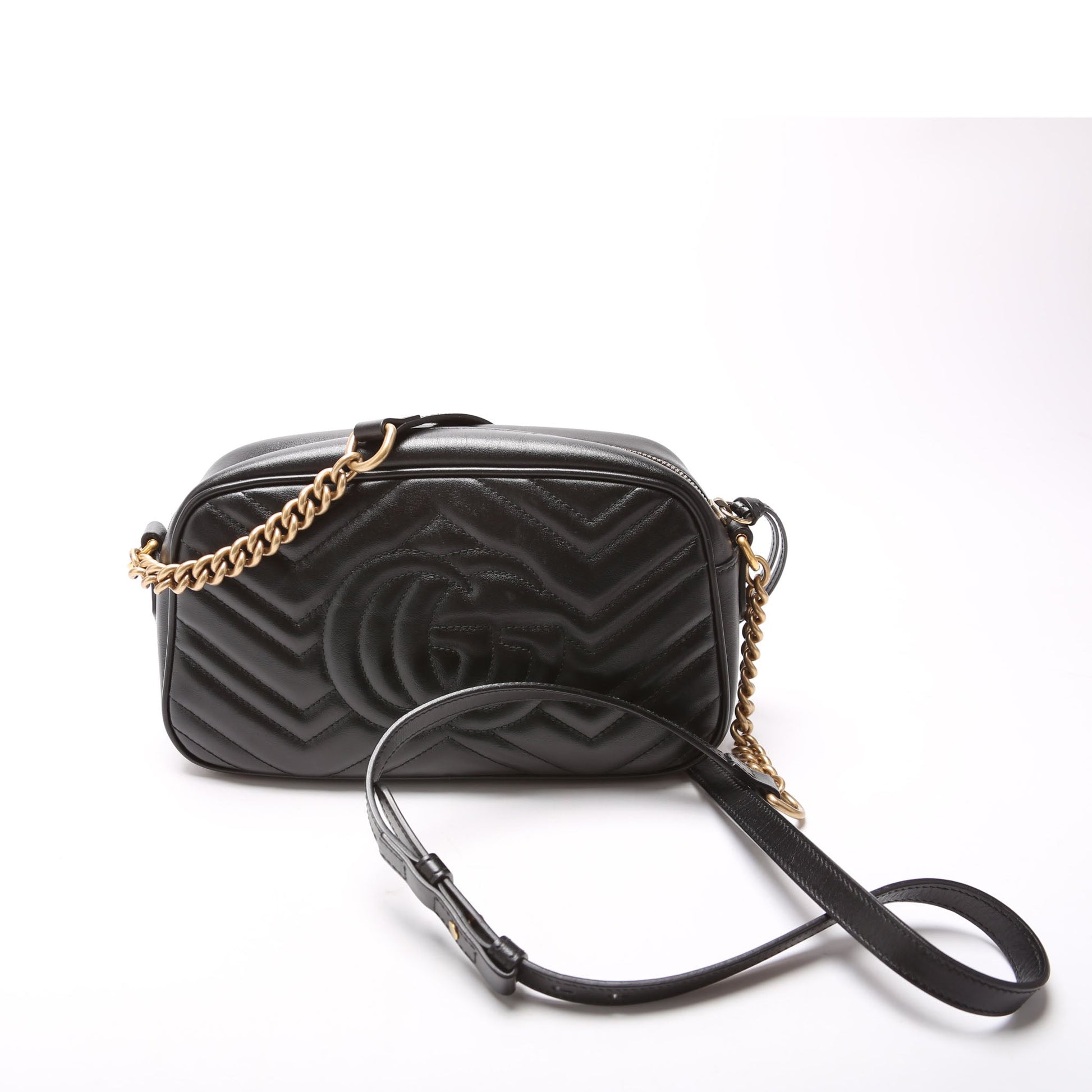 Gucci Marmont Camera Leather Black Small Travel Bag Black 3