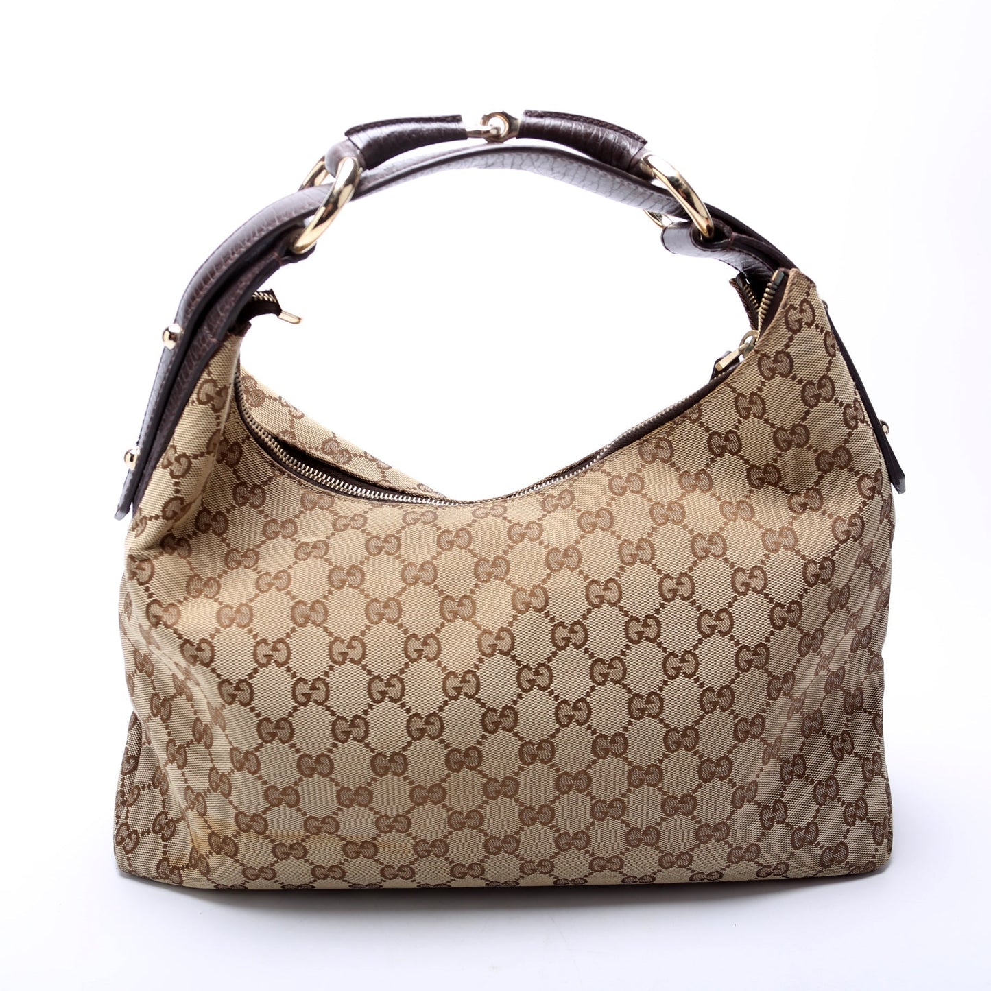 Gucci Horsebit GG Canvas Shoulder Bag Hobo 3
