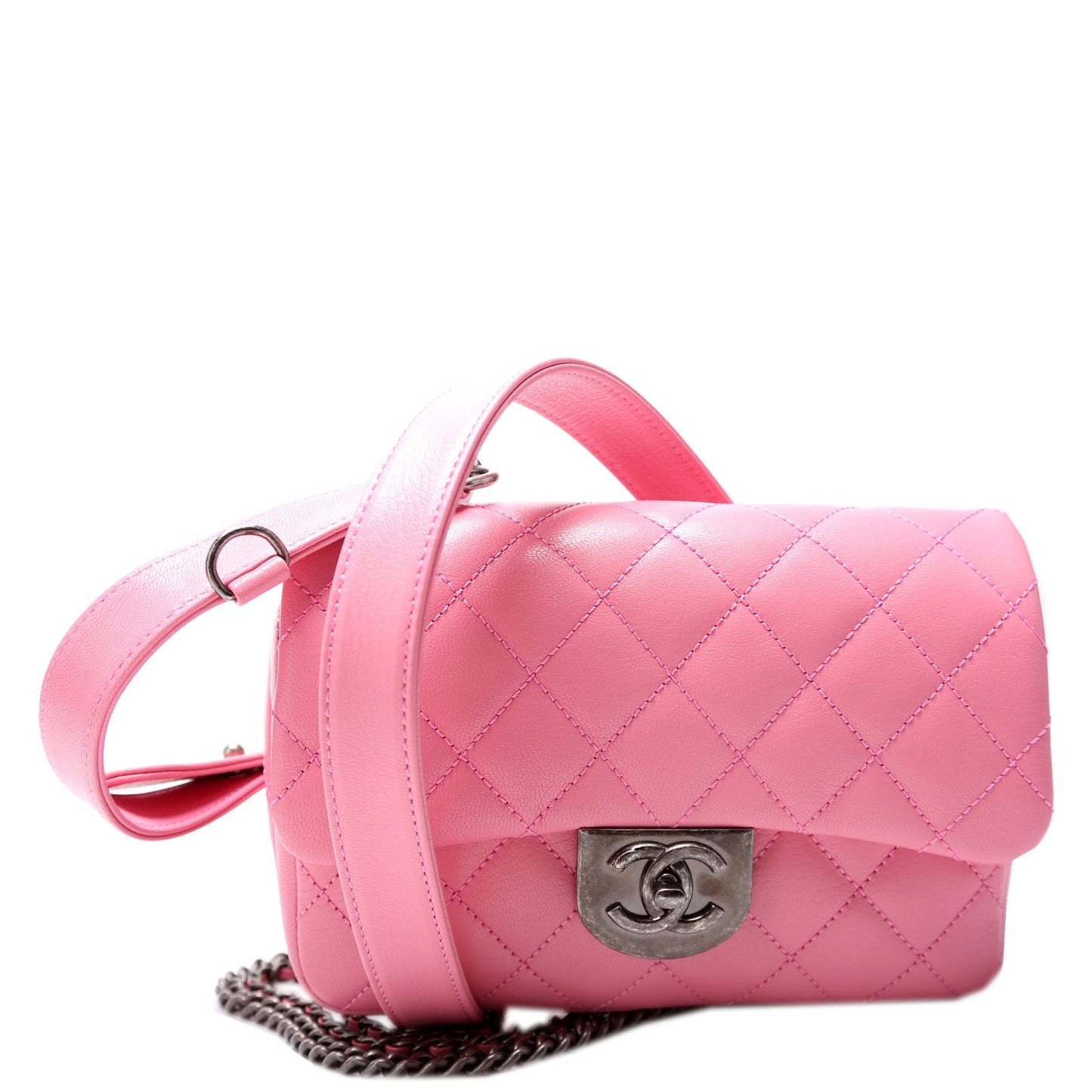 Chanel Double Carry Waist 21M Goatskin Pink Handbag