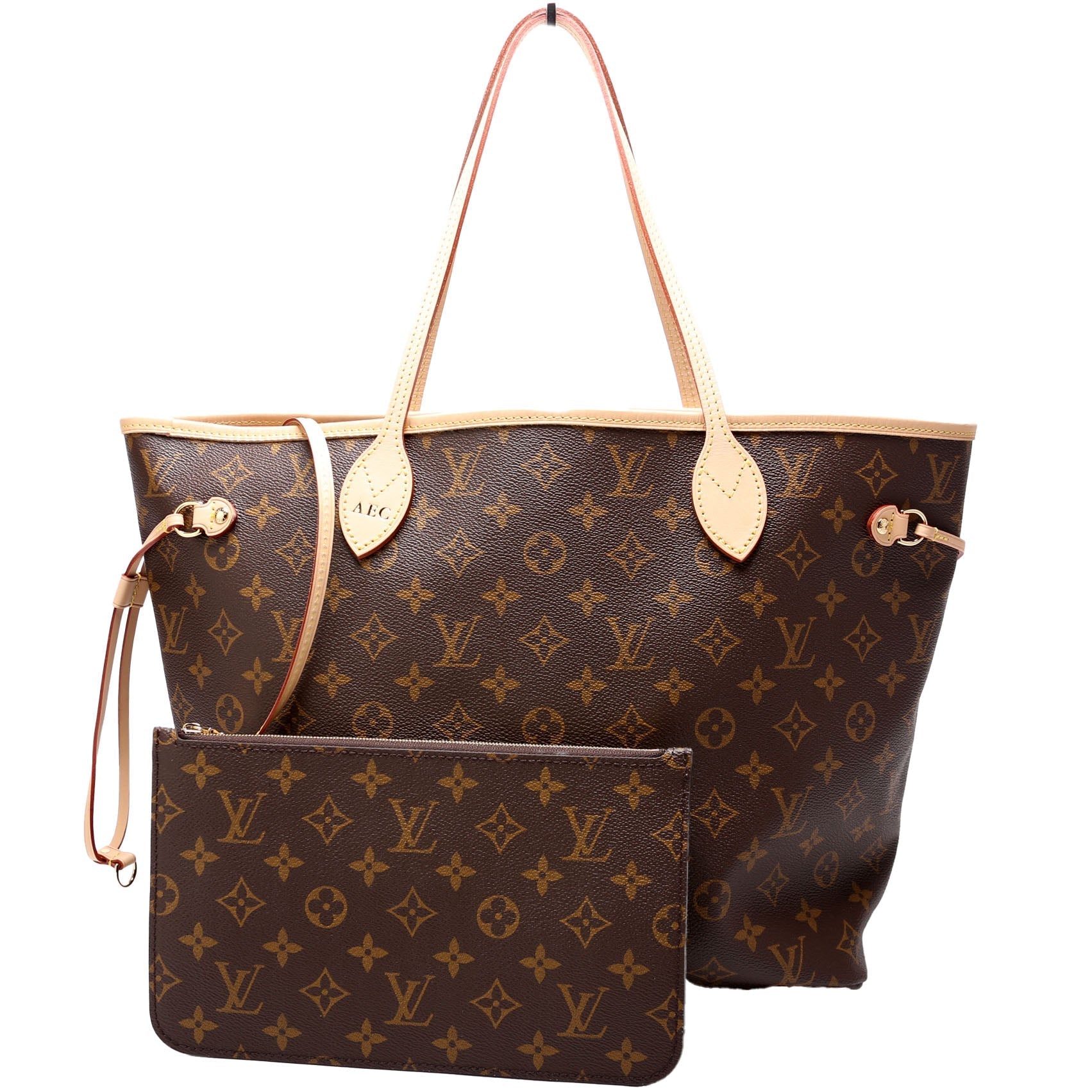 Louis Vuitton Neverfull W MM Monogram Beige Wallet Case