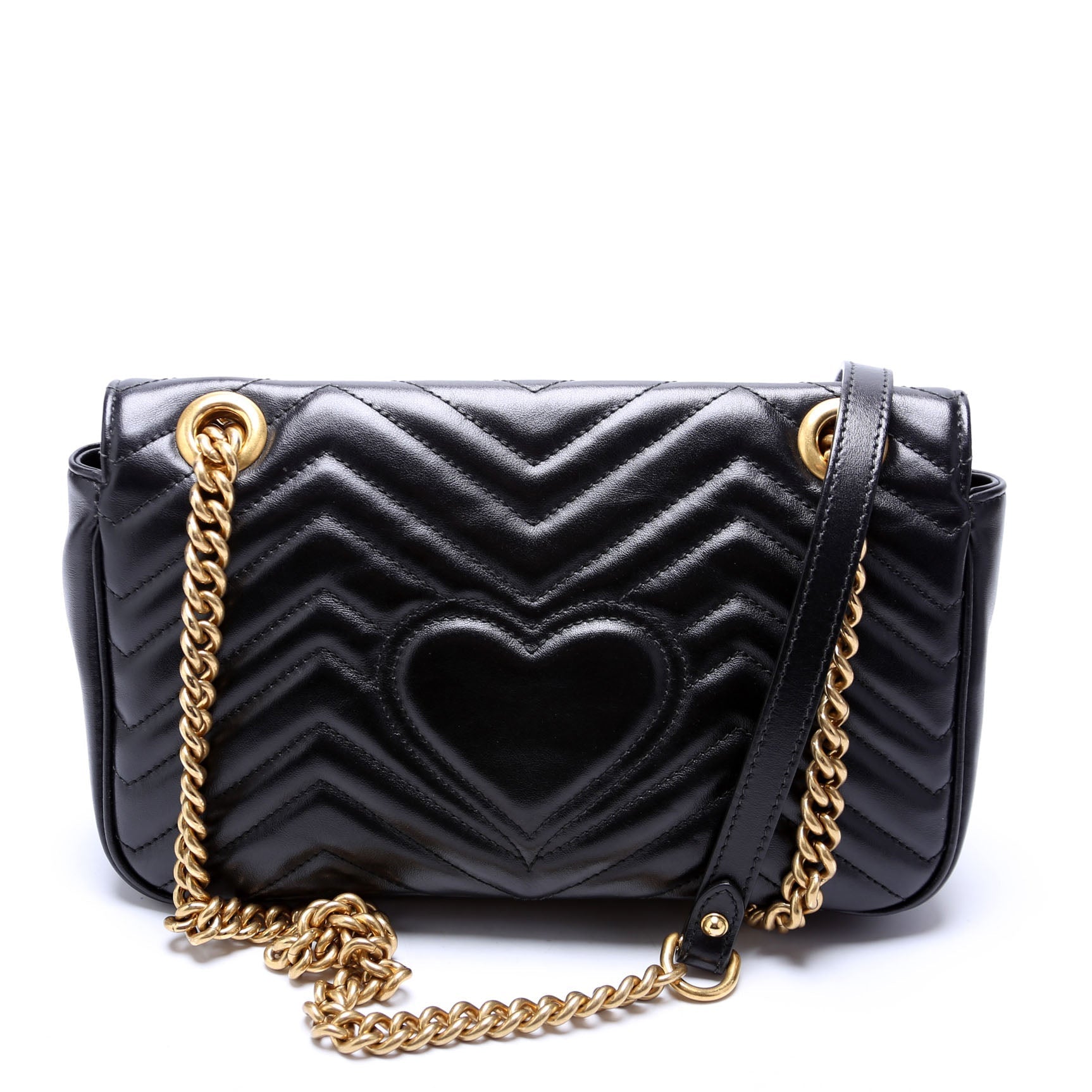 Gucci Marmont Leather Black Small Flap Shoulder Bag Black 1