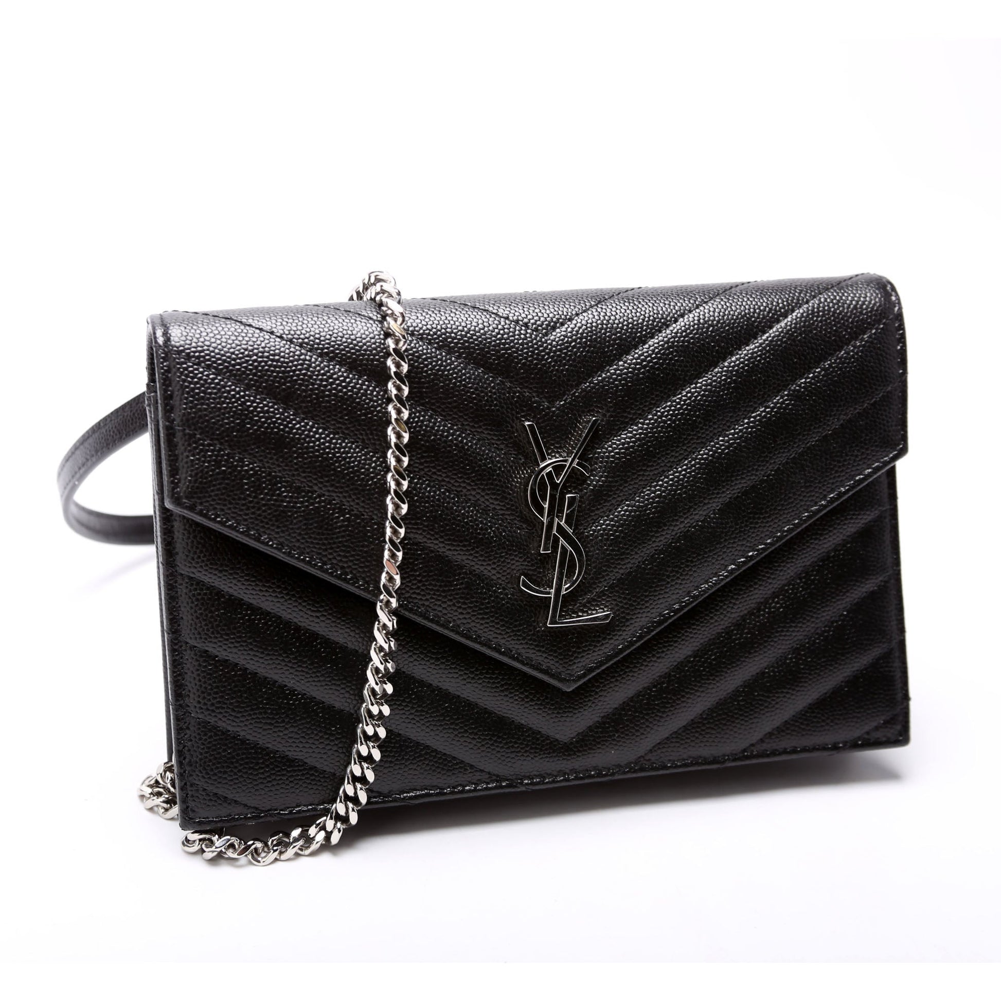 YSL Saint Laurent Saint Laurent Envelope Wallet Bag Black Chain Travel Bag