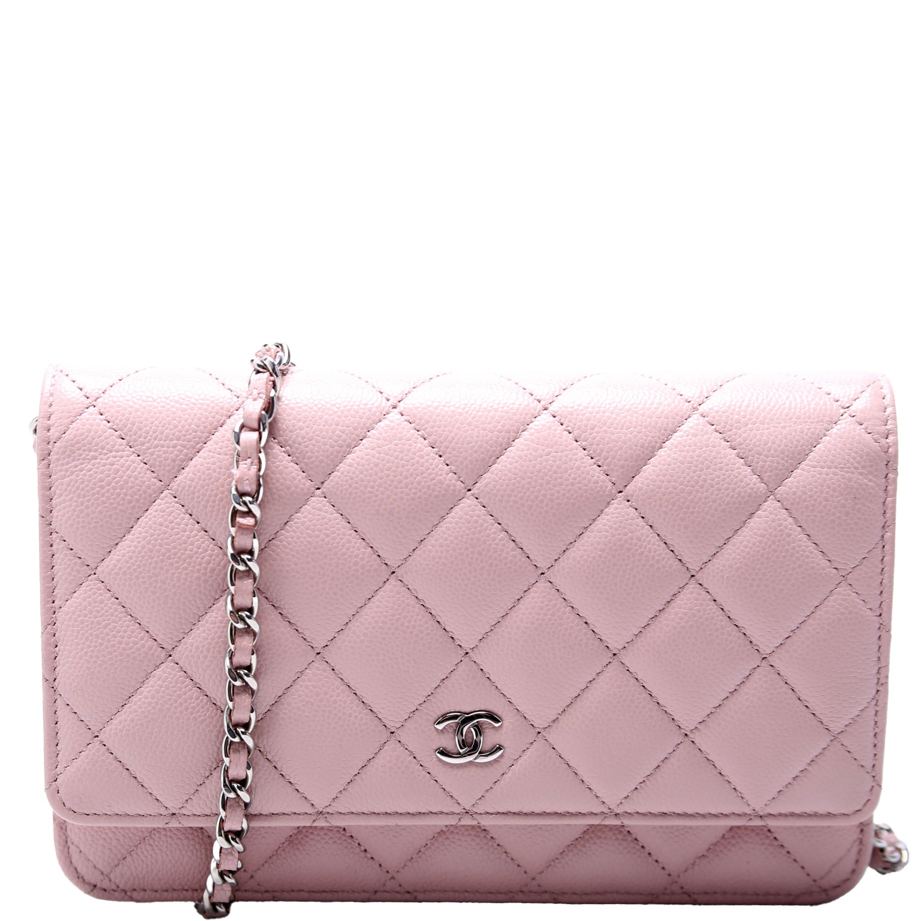 Chanel WOC Classic Quilted Caviar RFID Pink Clutch Bag
