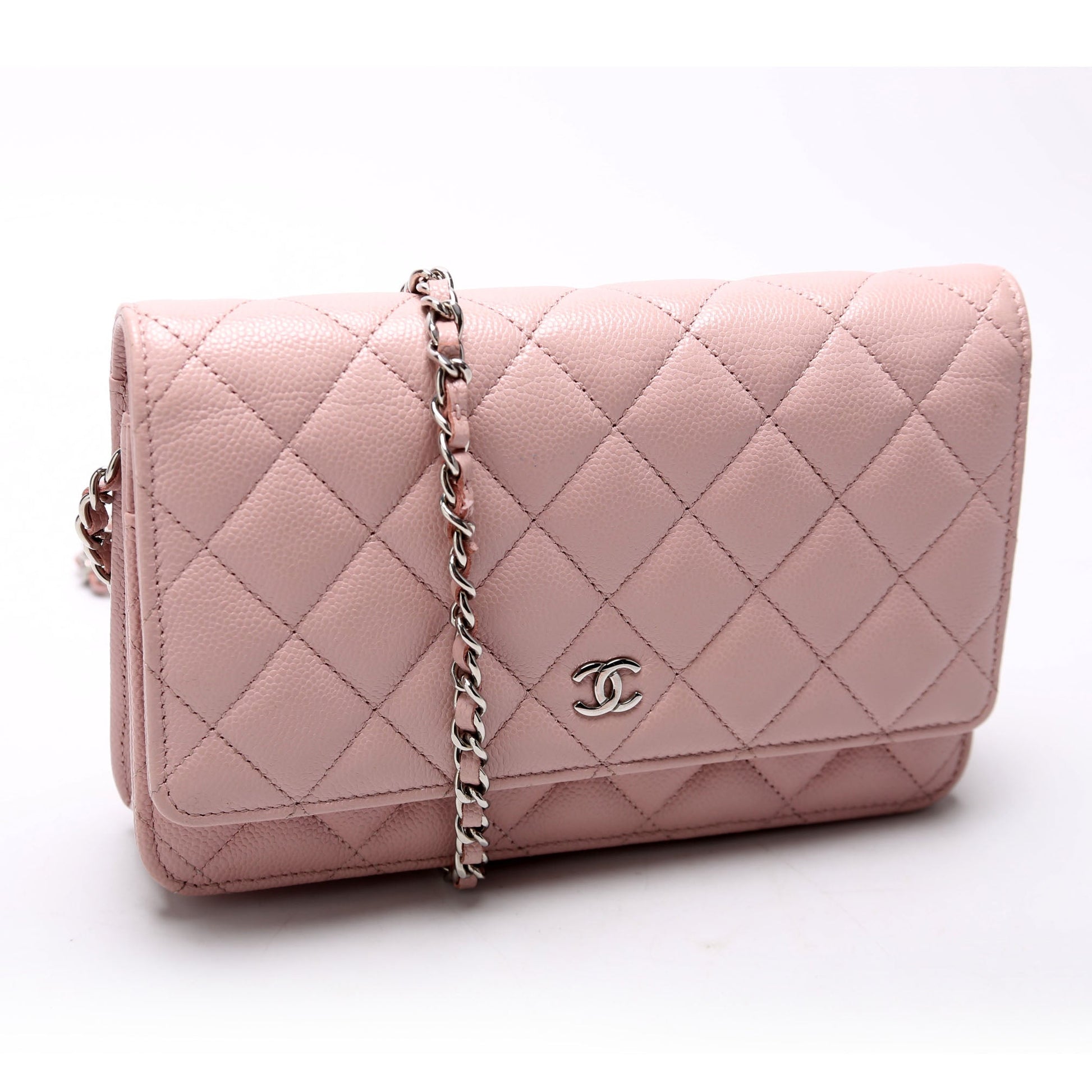 Chanel WOC Classic Quilted Caviar RFID Pink Clutch Bag