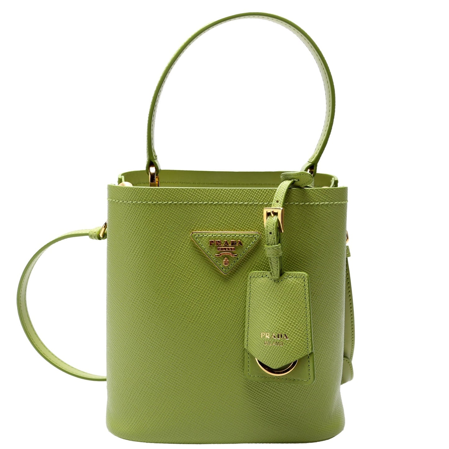 Prada Saffiano Cuir Panier Bag Green Small Travel Bag