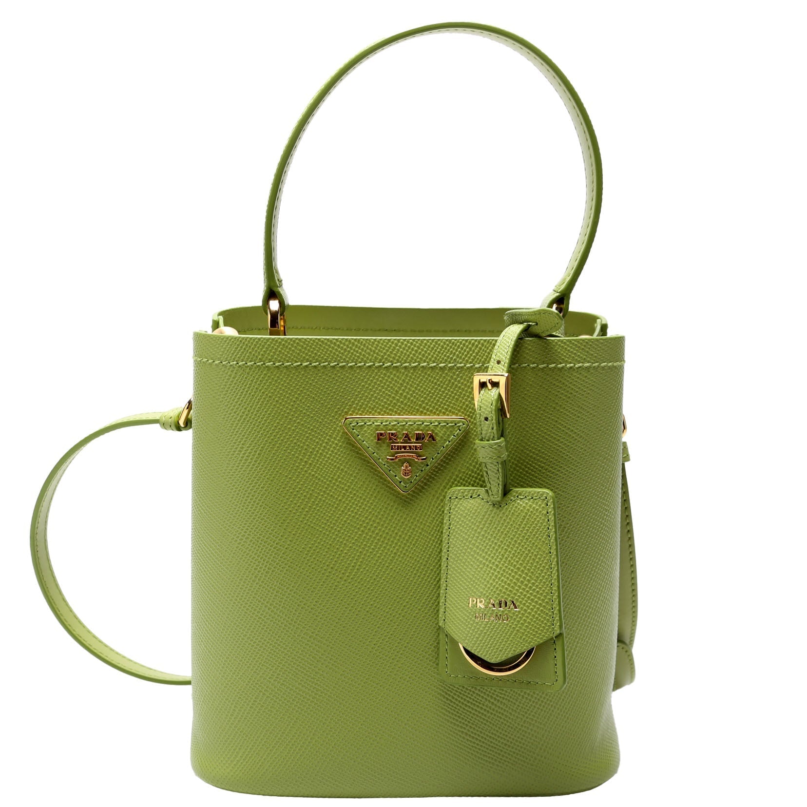 Prada Saffiano Cuir Panier Bag Green Small Travel Bag