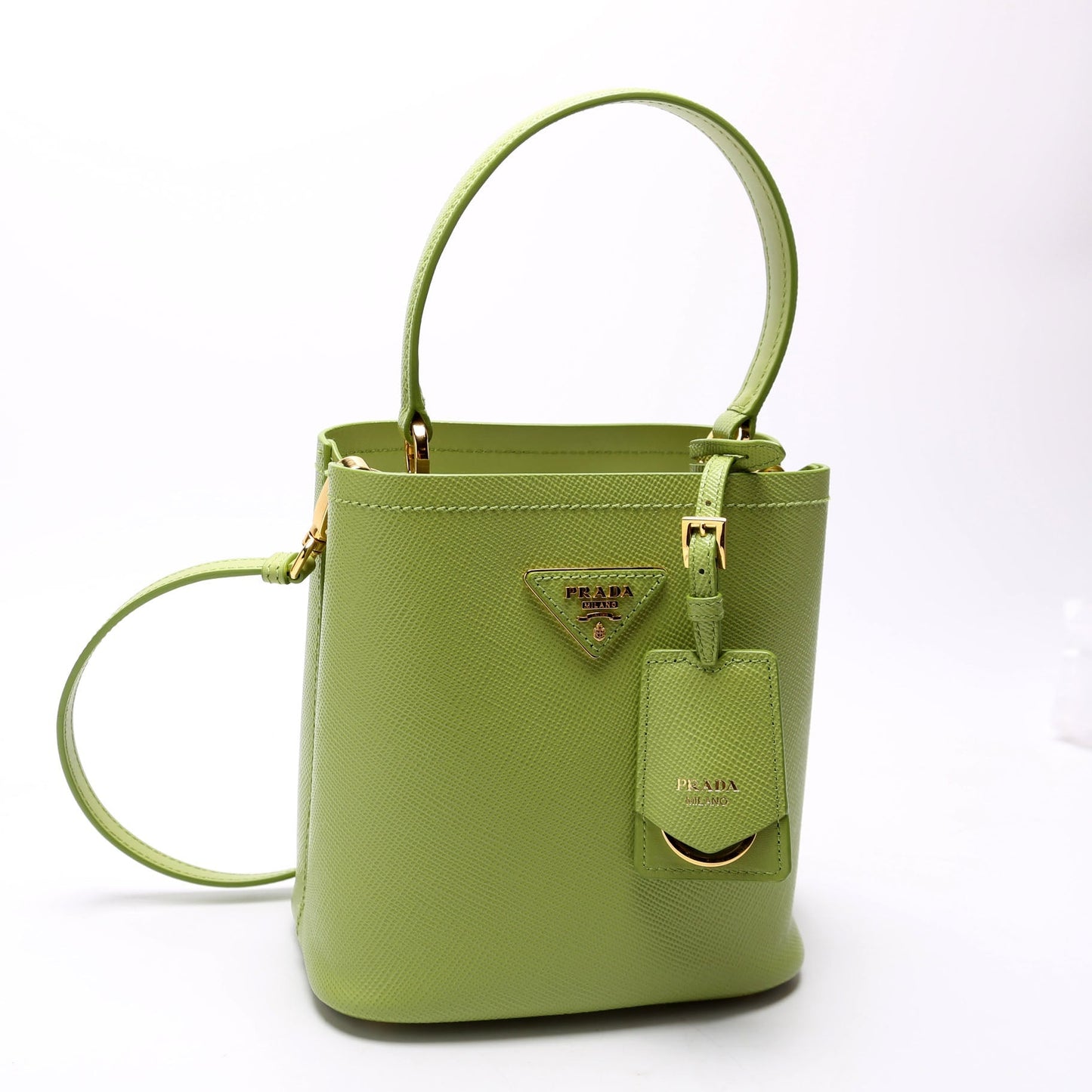 Prada Saffiano Cuir Panier Bag Green Small Travel Bag