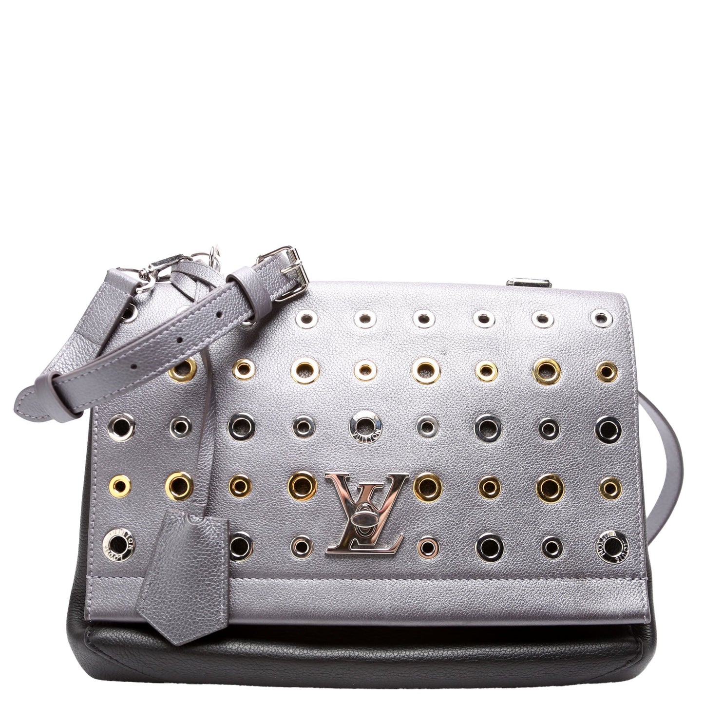 Louis Vuitton Lockme II Eyelet Sier Black Silver Handbag