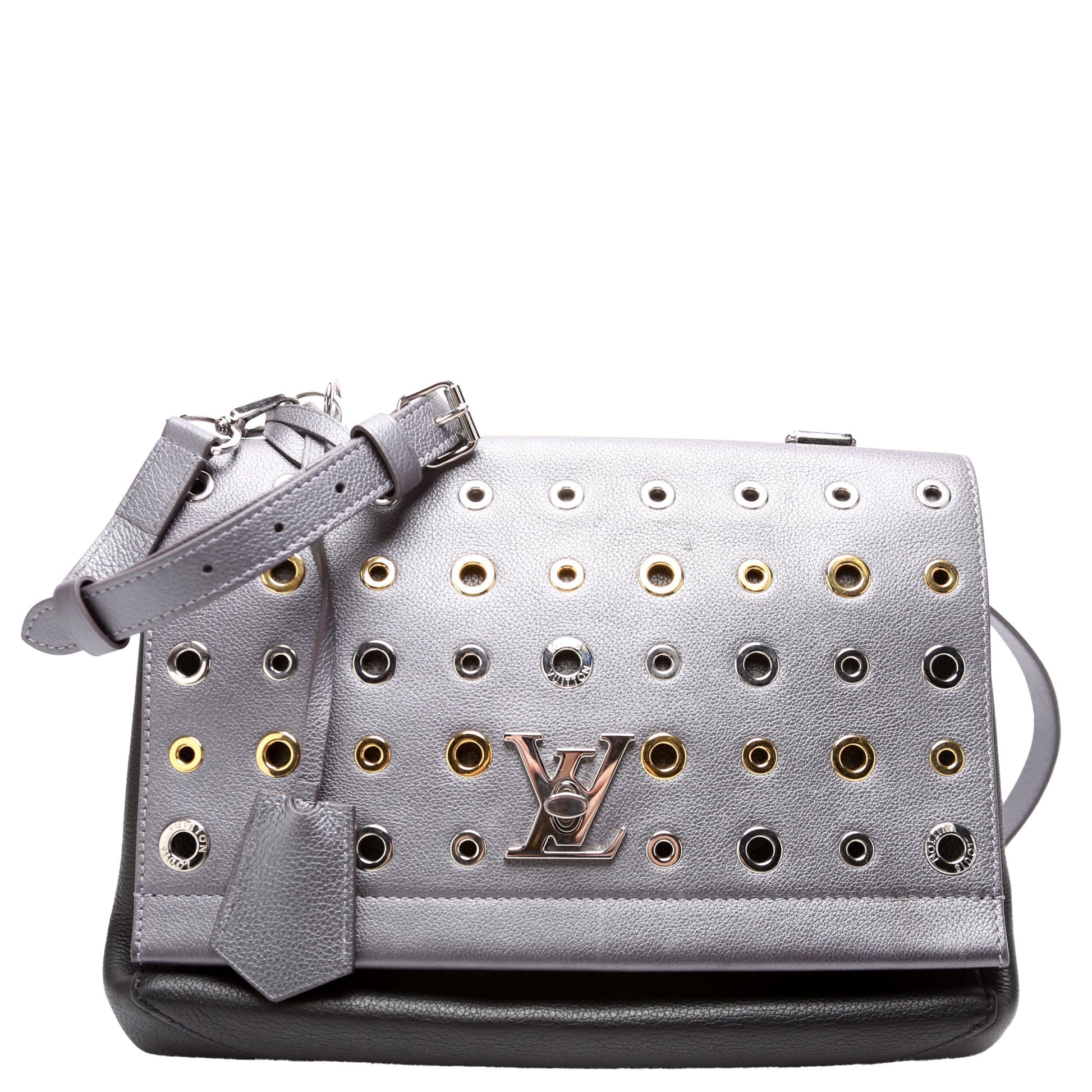 Louis Vuitton Lockme II Eyelet Sier Black Silver Handbag