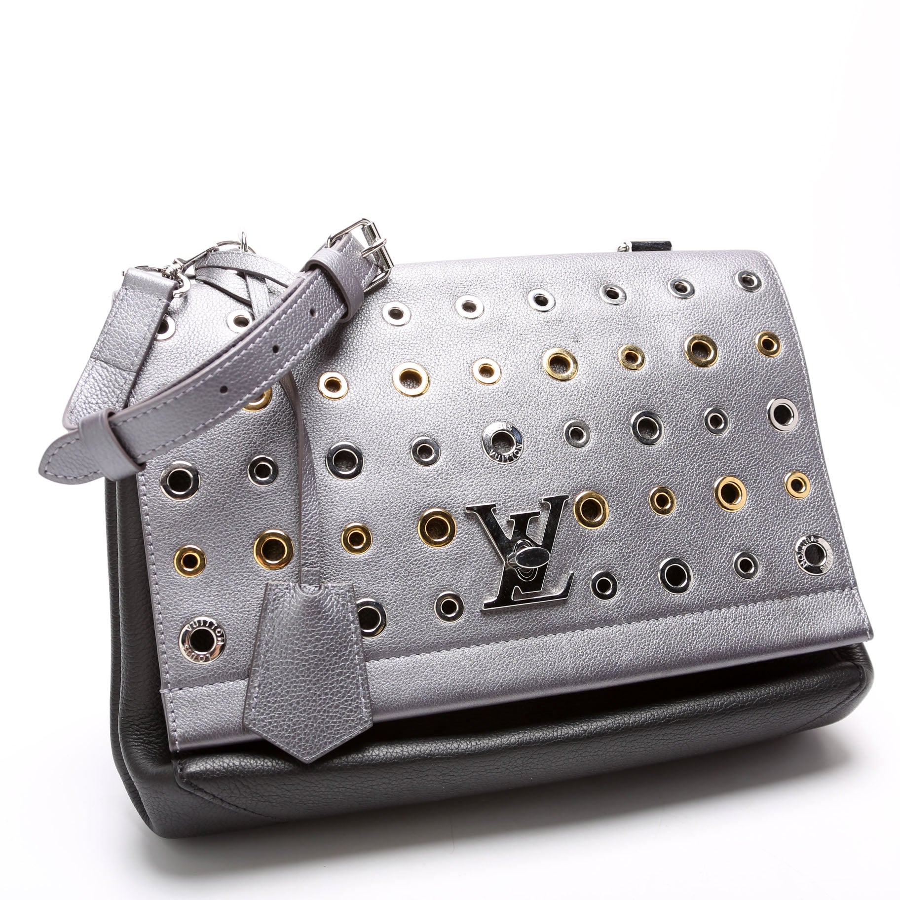 Louis Vuitton Lockme II Eyelet Sier Black Silver Handbag