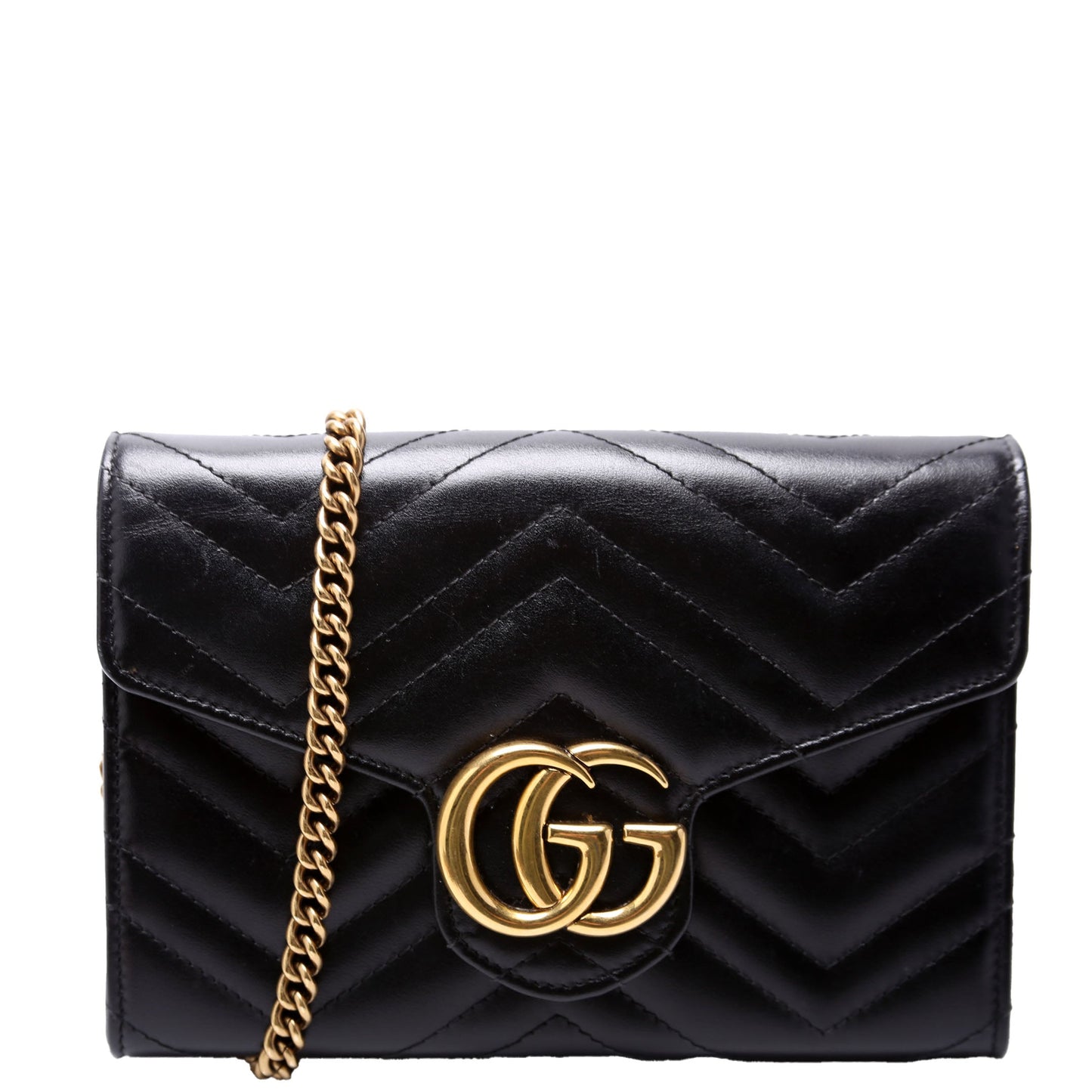 Gucci Marmont Black Chain Wallet Case Black 2