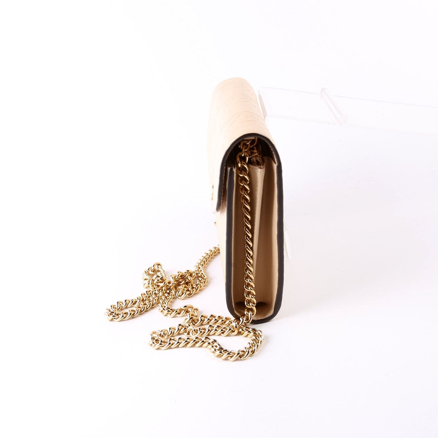 Gucci GG Leather Tan Chain Wallet Case