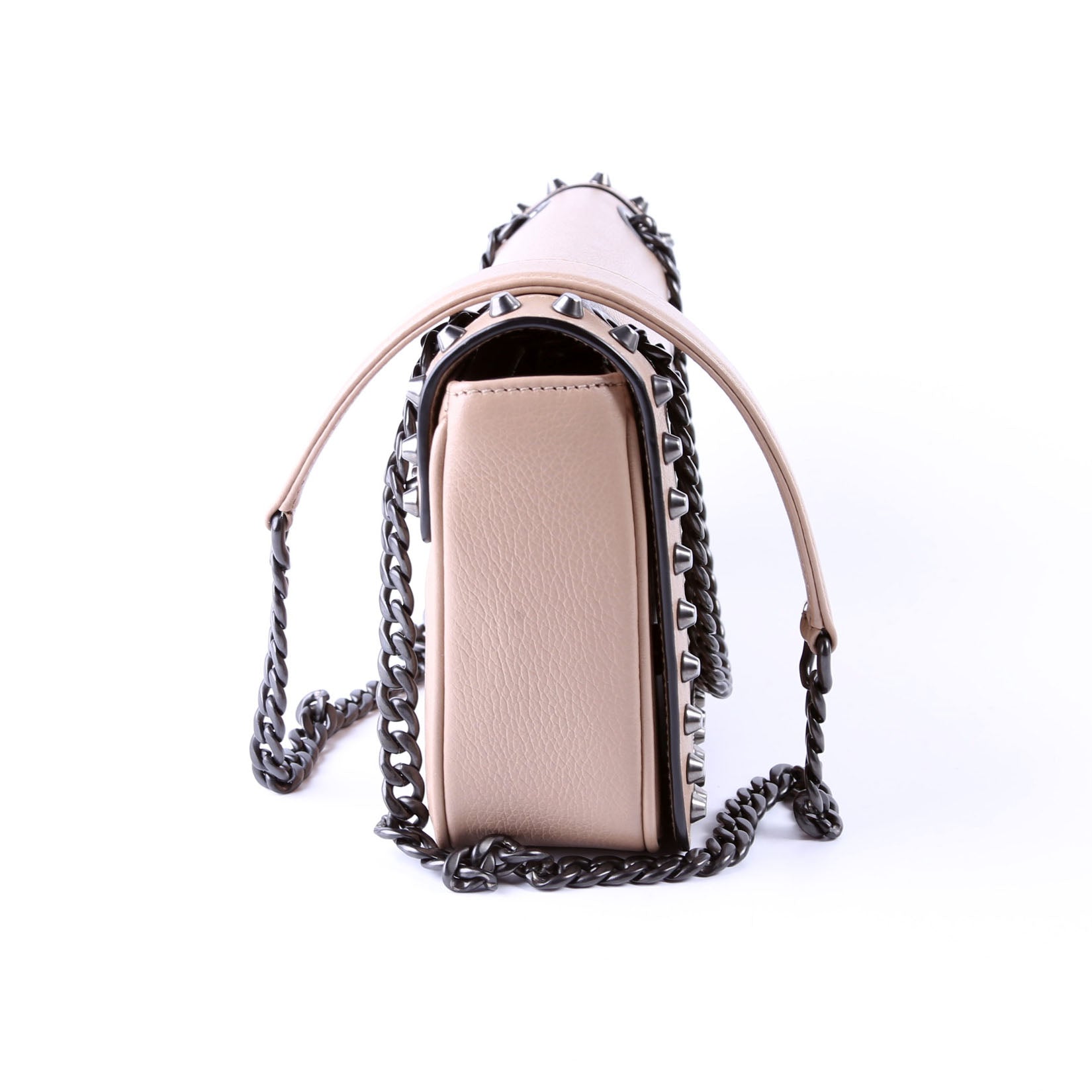 Prada Glace Calfskin Studded Crossbody Bag Tan