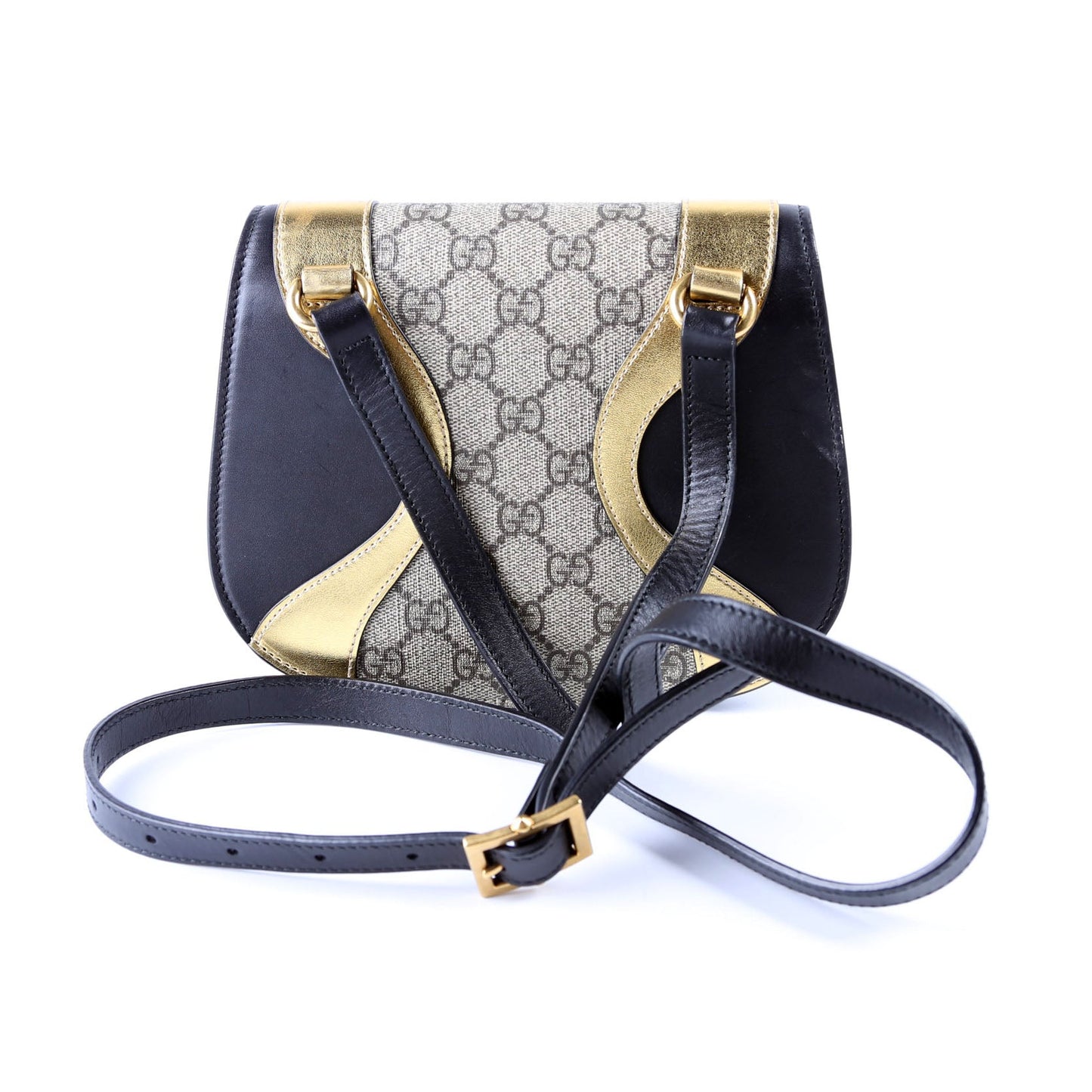 Gucci GG Supreme Osiride Calfskin Black Gold Shoulder Bag