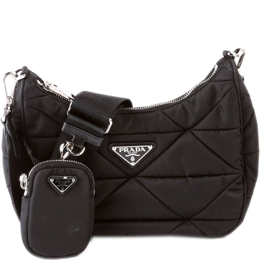 Prada Padded Re Shoulder Bag Nylon Black Black Bag