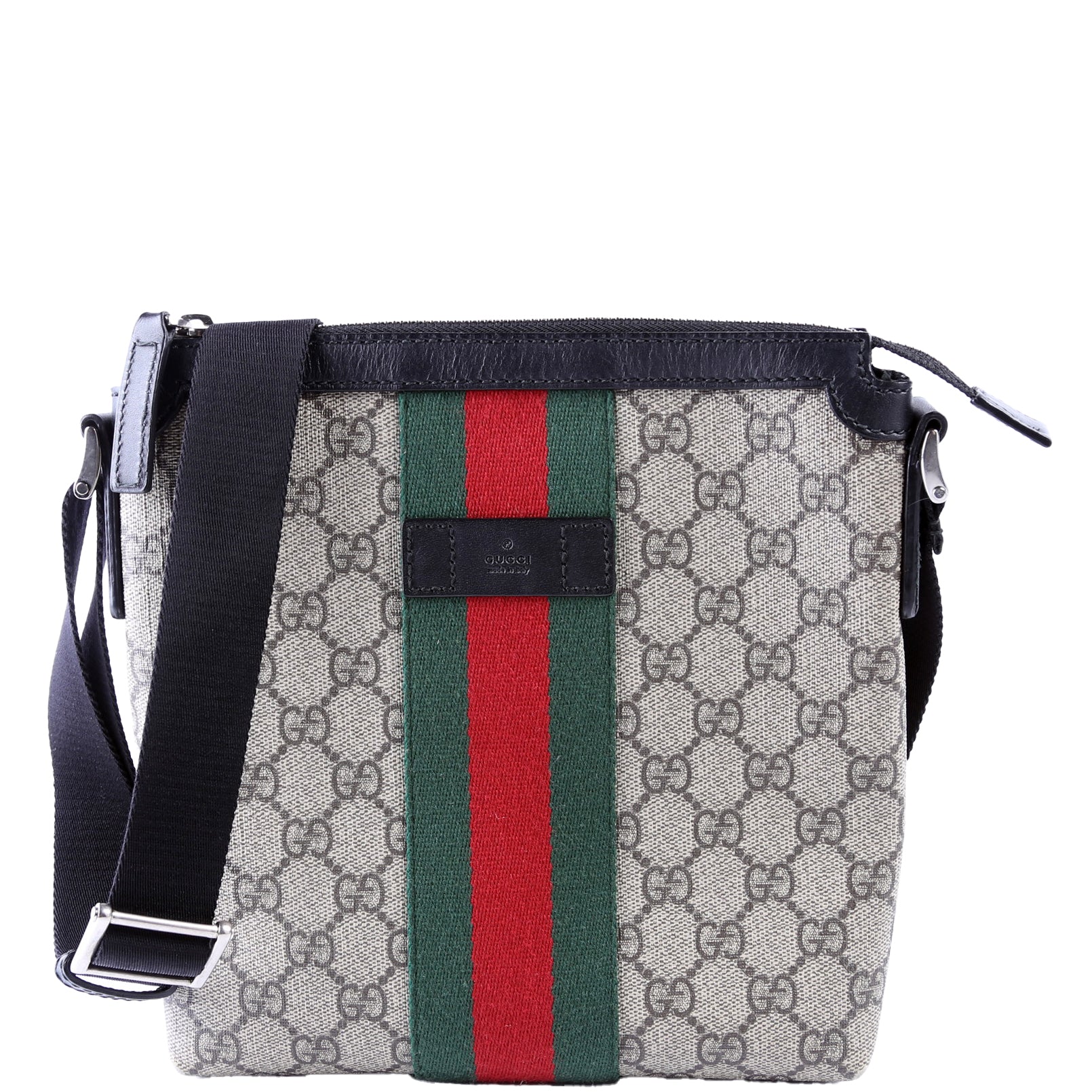 Gucci GG Supreme Web Messenger Black Travel Bag