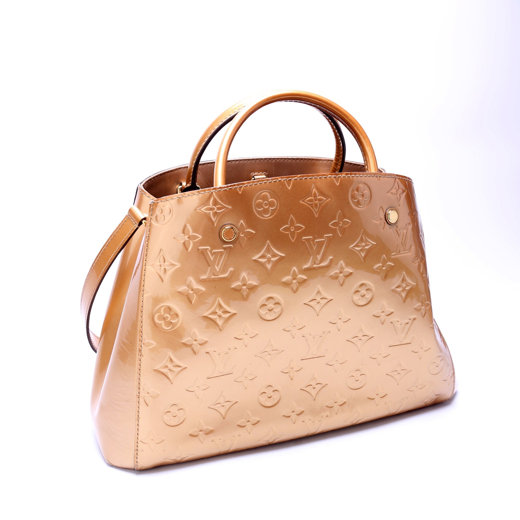 Louis Vuitton Montaigne MM Vernis Gold Handbag