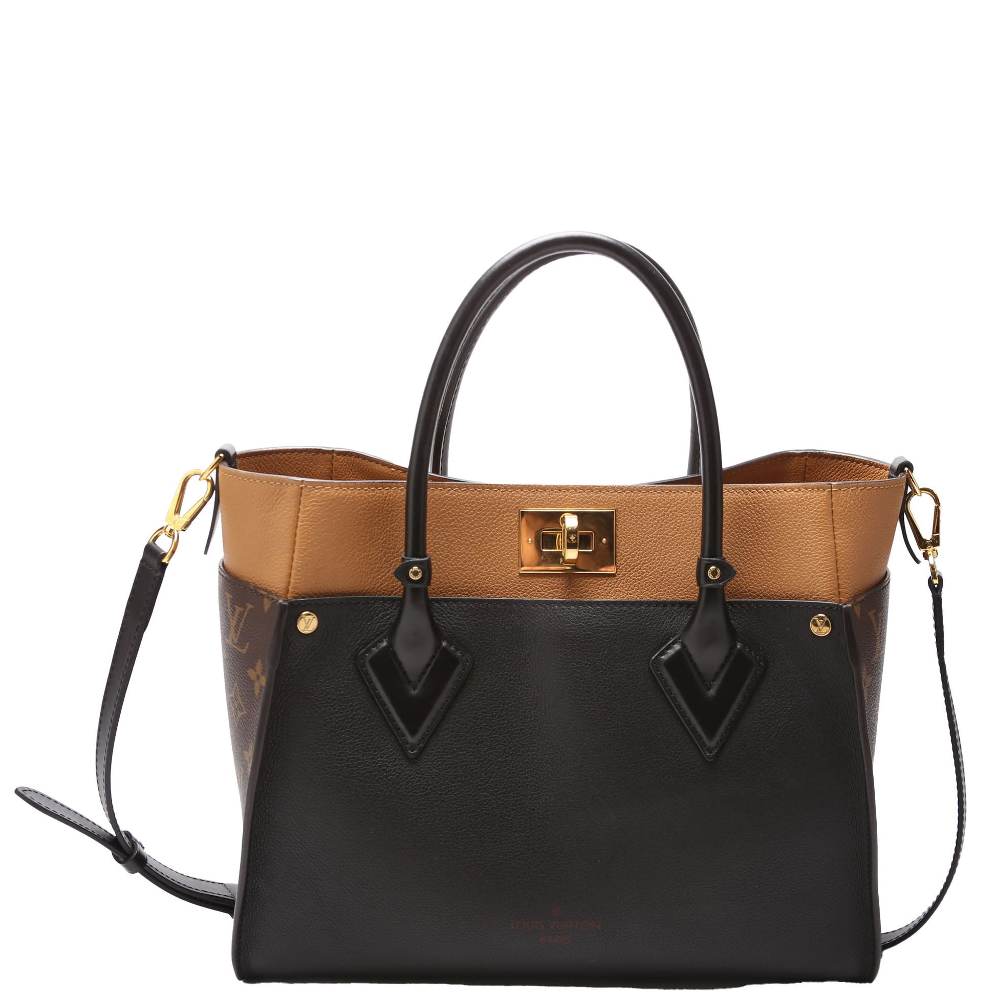 Louis Vuitton On My Side MM Monogram Calfskin Black Brown Handbag