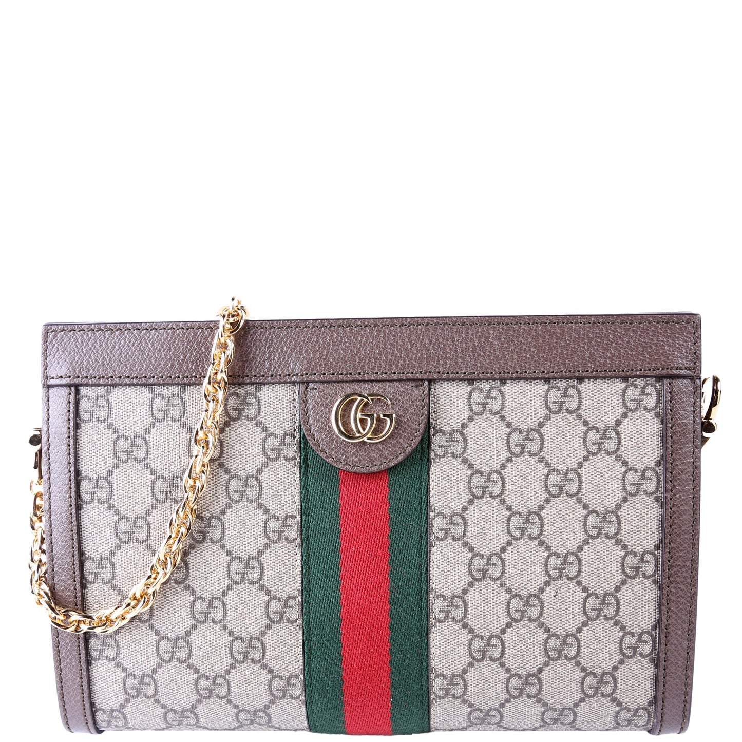 Gucci GG Supreme Ophidia Brown Small Chain Travel Bag Chain Brown