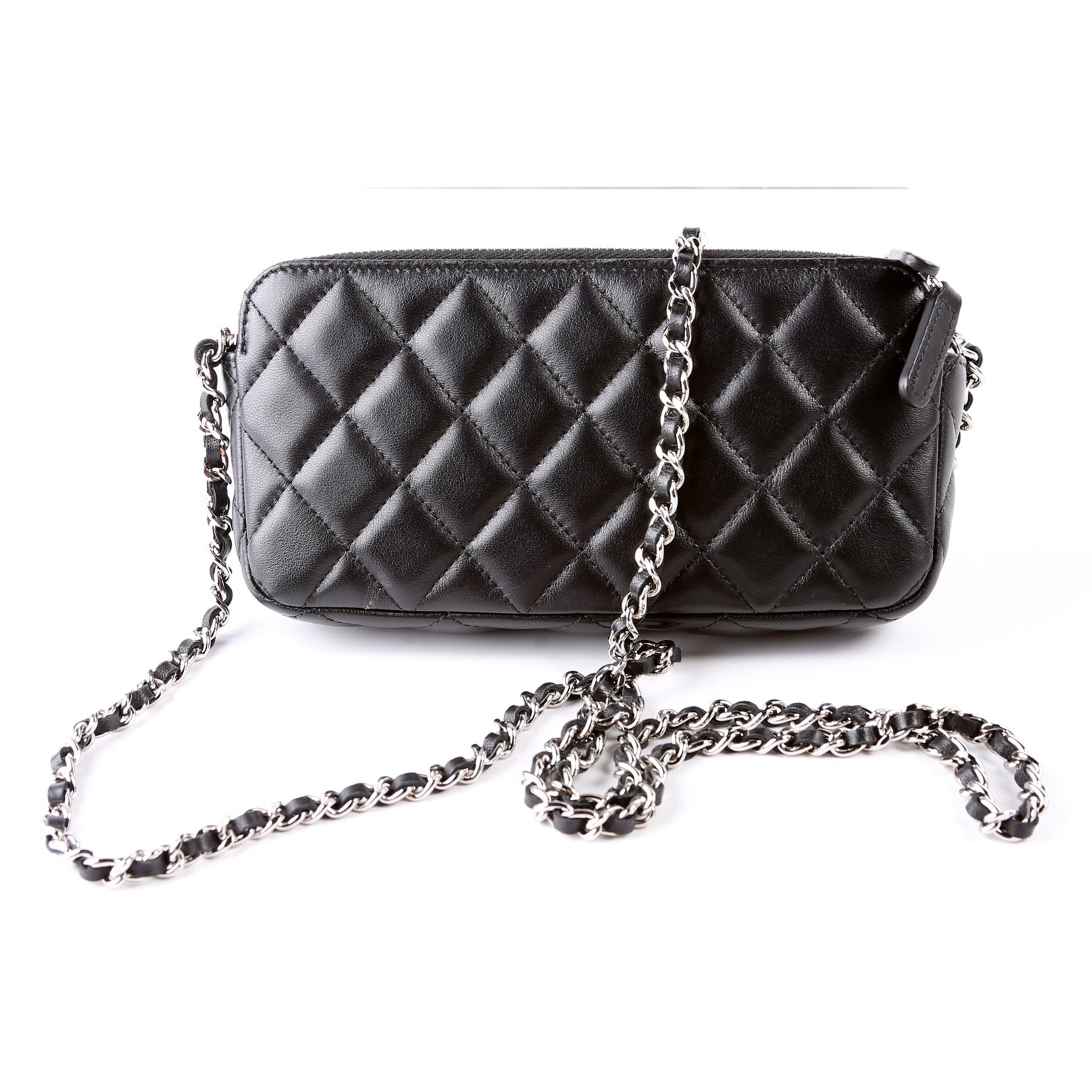 Chanel WOC CC Double Zip Black Clutch Bag