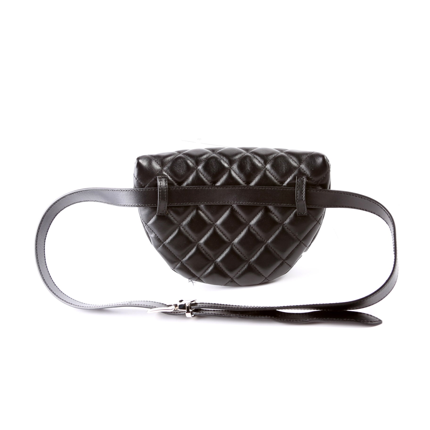 Chanel Quilted Uniform Waist Belt Bag Lambskin 29M Black