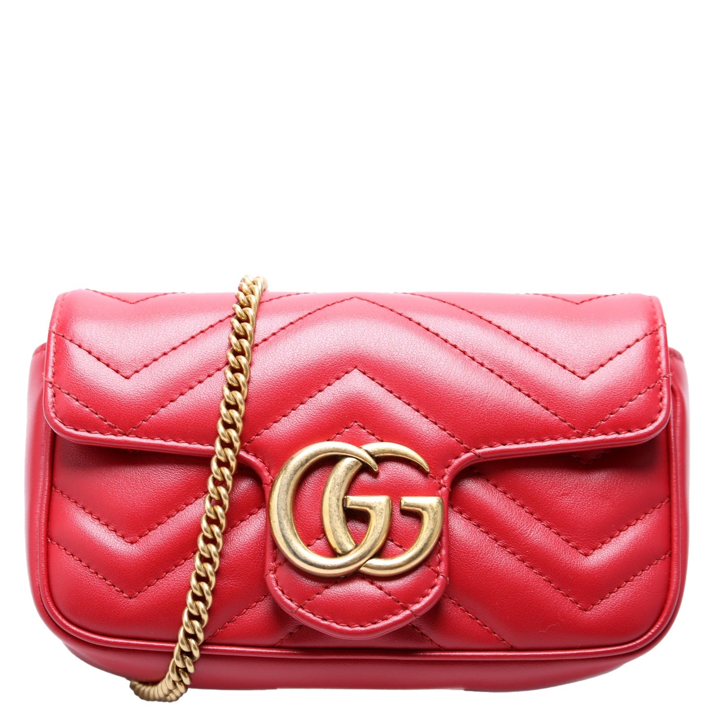 Gucci Marmont Torchon Super Leather Red Mini Flap Travel Bag