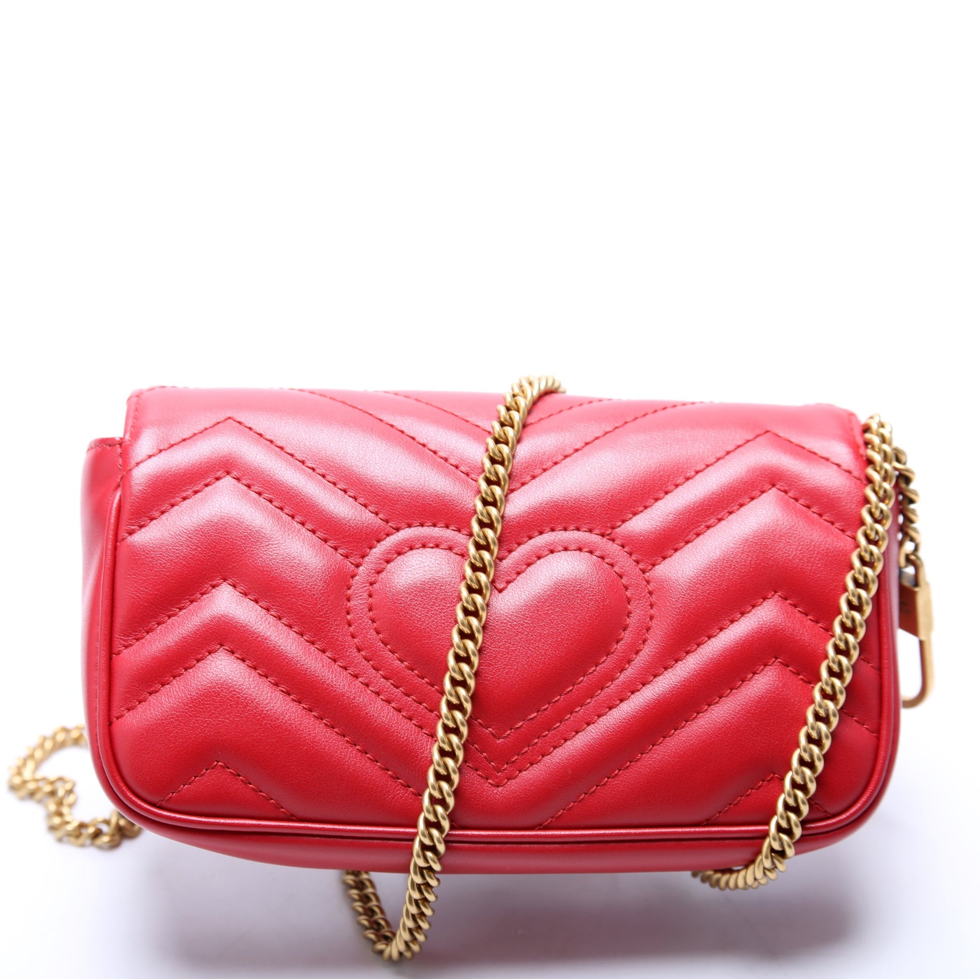 Gucci Marmont Torchon Super Leather Red Mini Flap Travel Bag