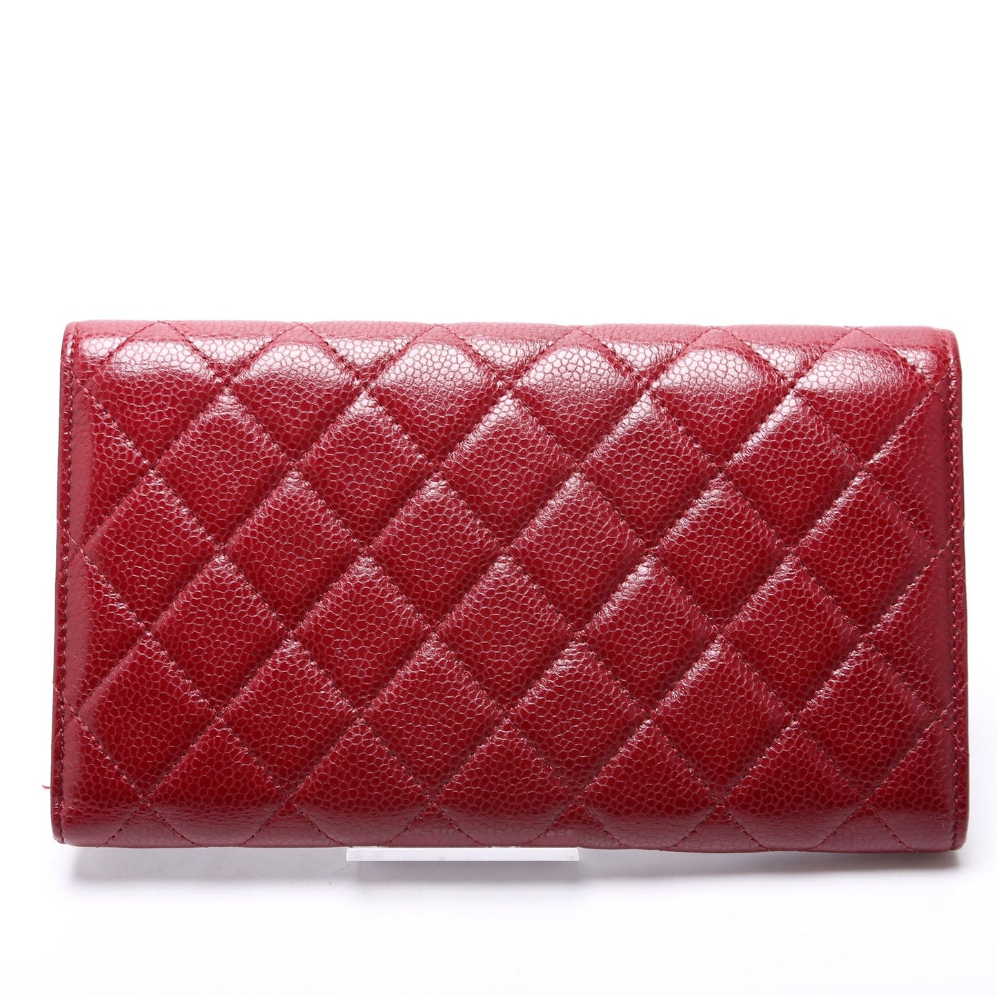 Chanel CC Tri-Fold Long Wallet Caviar 13M Burgundy