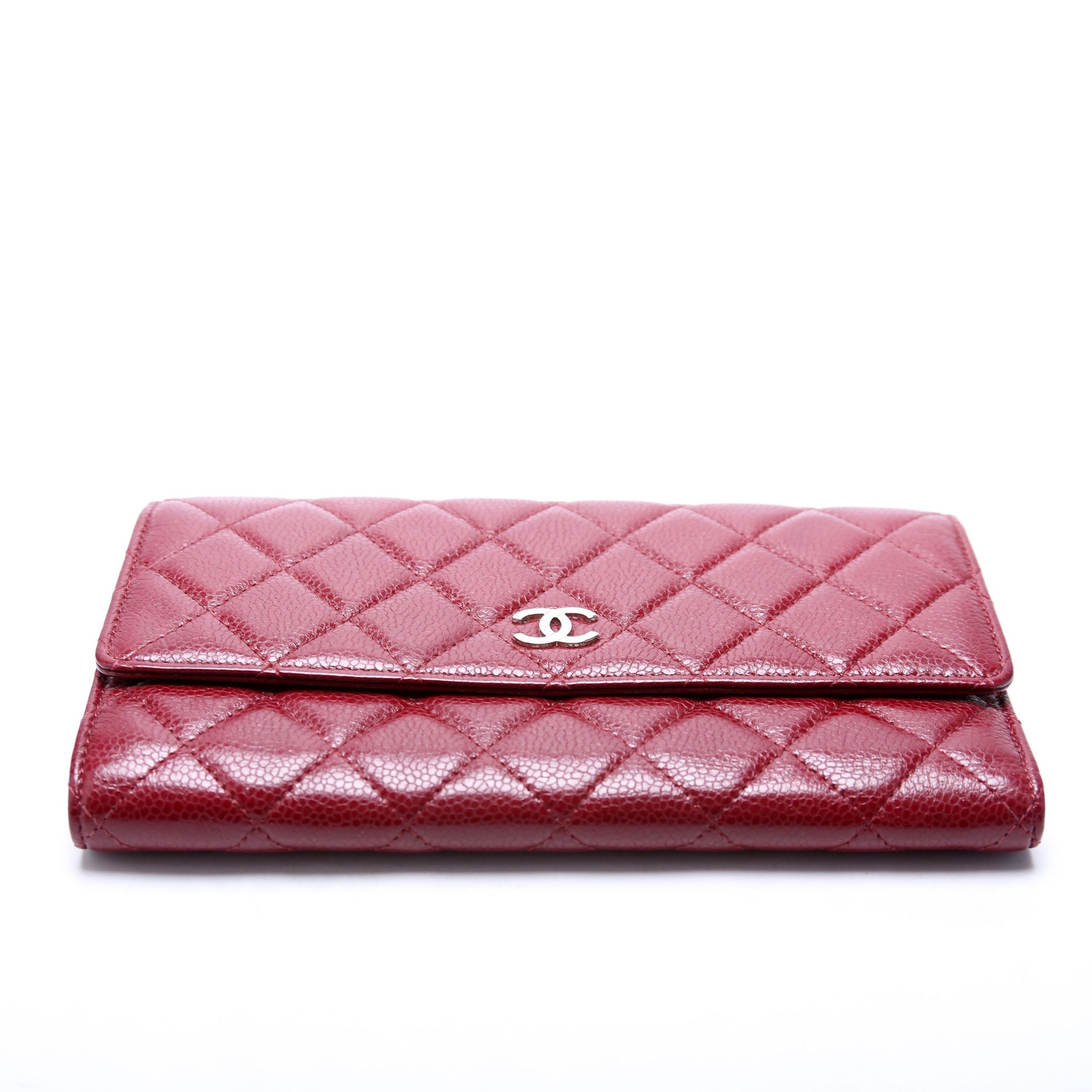 Chanel CC Tri-Fold Long Wallet Caviar 13M Burgundy
