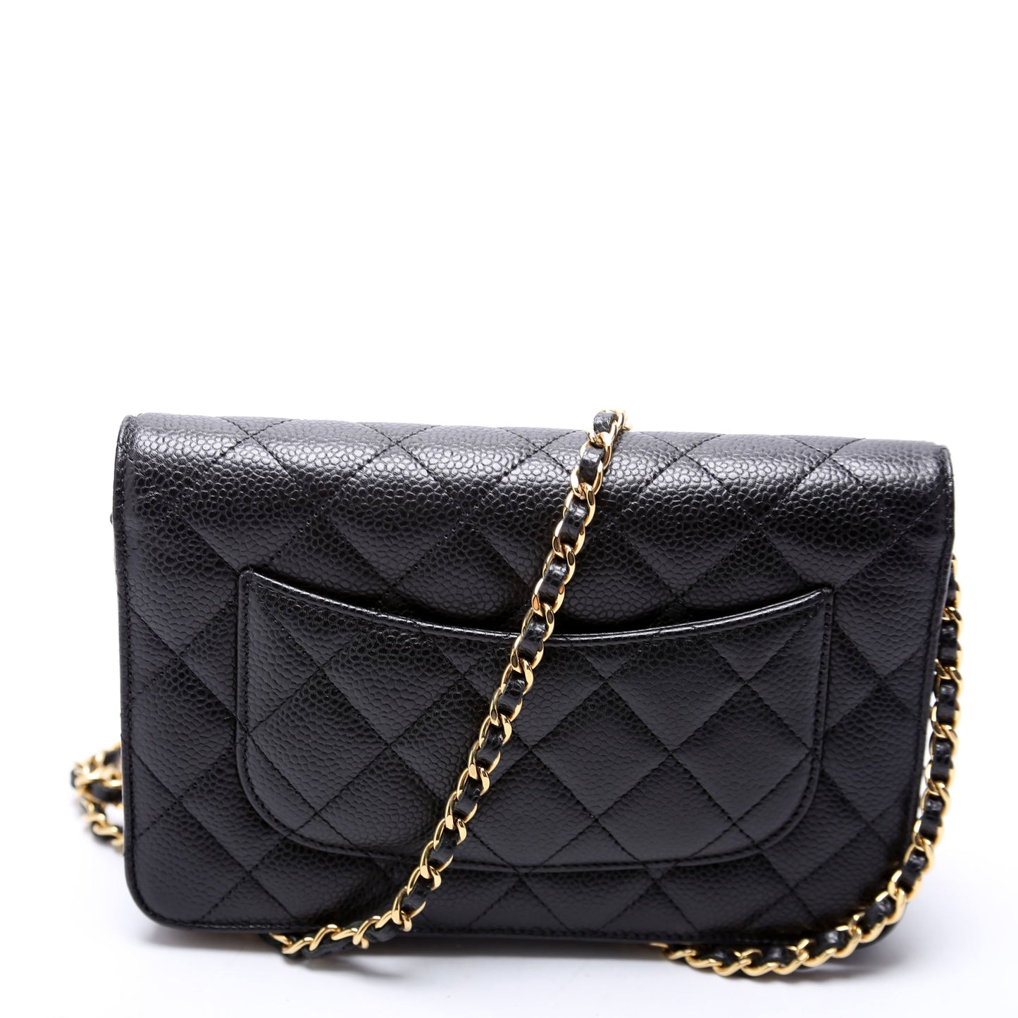 Chanel WOC Classic Quilted Caviar RFID Black Pink Clutch Bag