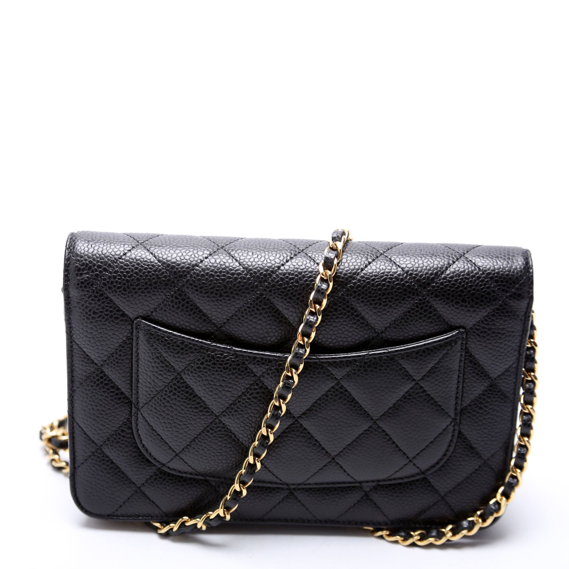 Chanel WOC Classic Quilted Caviar RFID Black Pink Clutch Bag