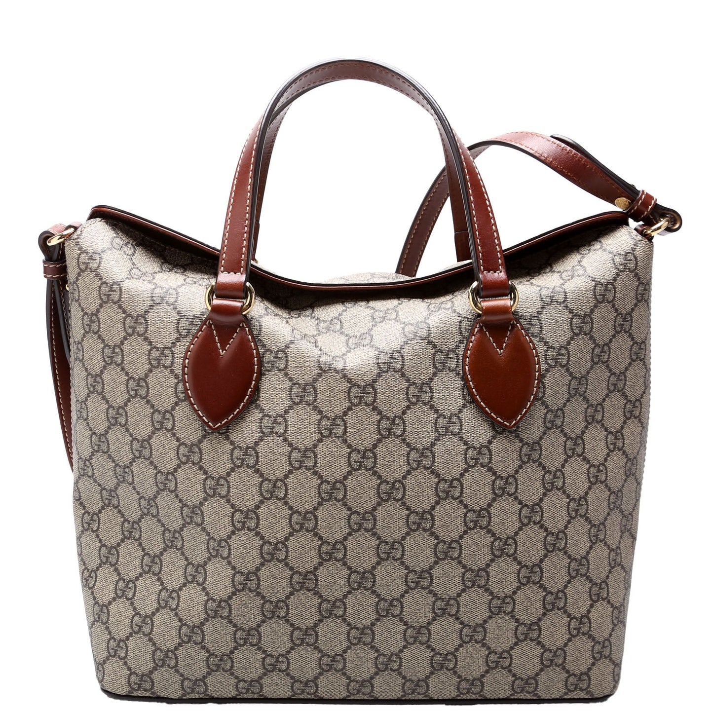 Gucci GG Supreme Fold Over Brown Tote Bag