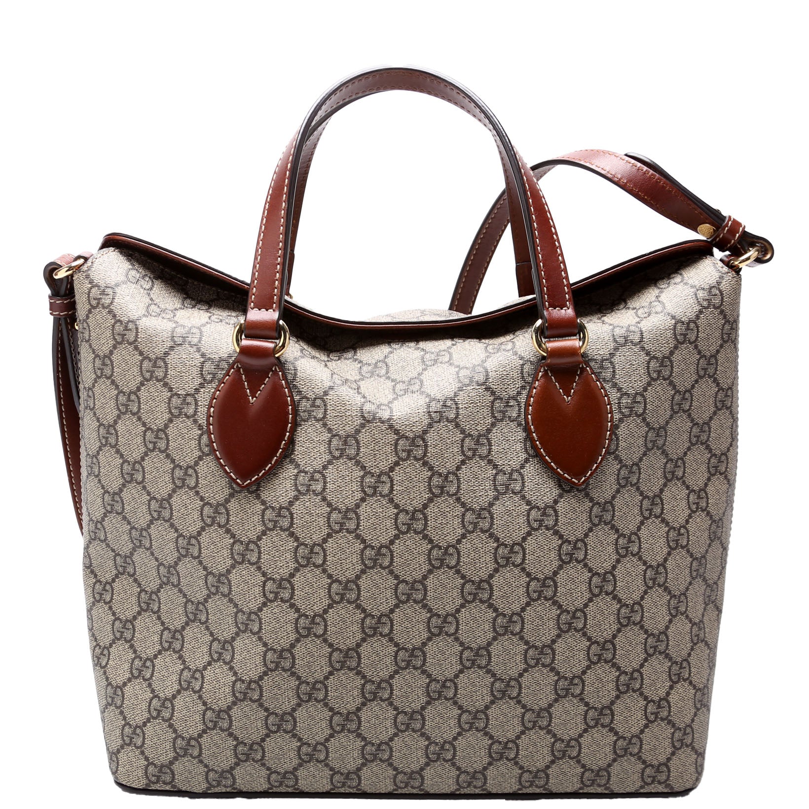 Gucci GG Supreme Fold Over Brown Tote Bag