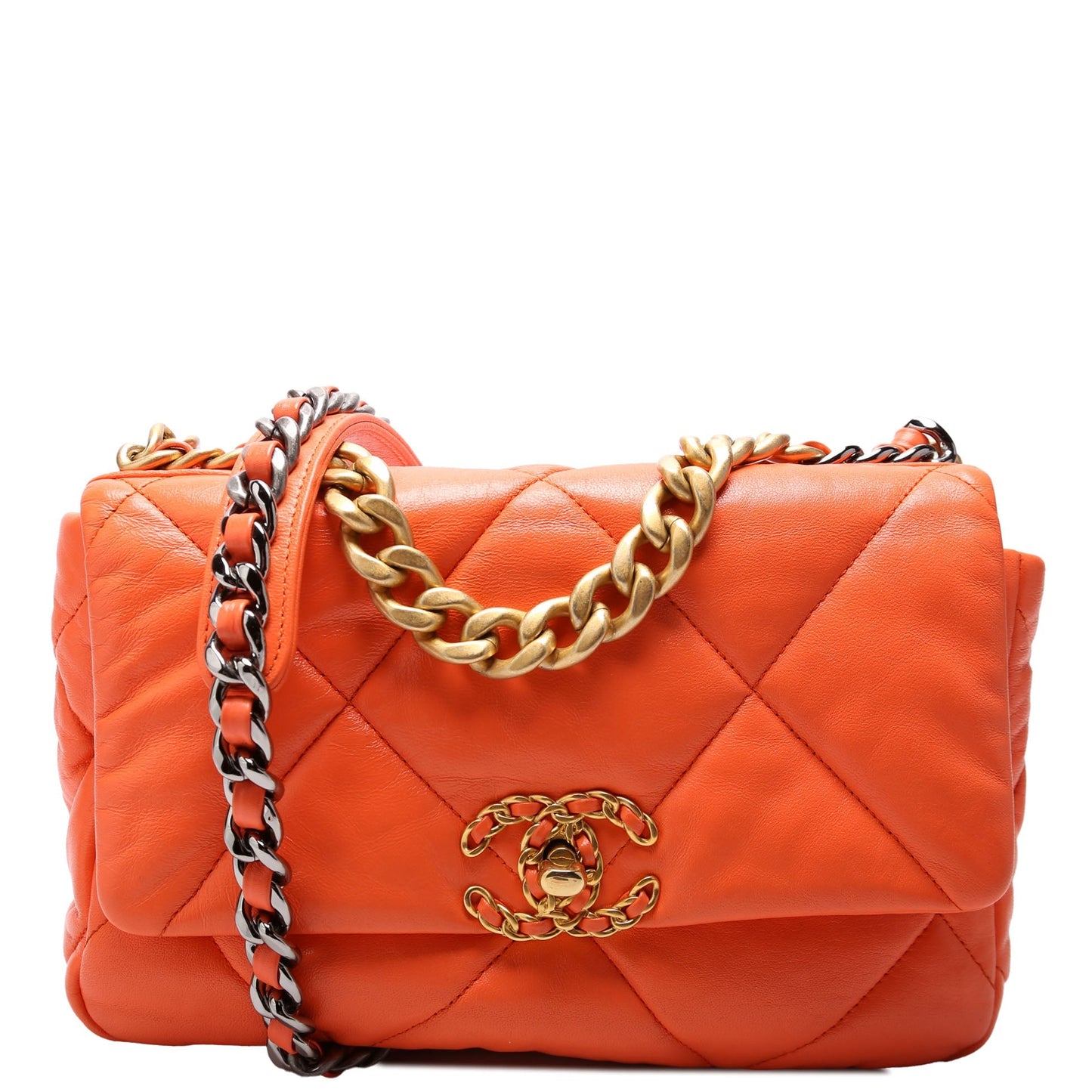 Chanel Quilted Goatskin 19 Flap 29M Orange Handbag