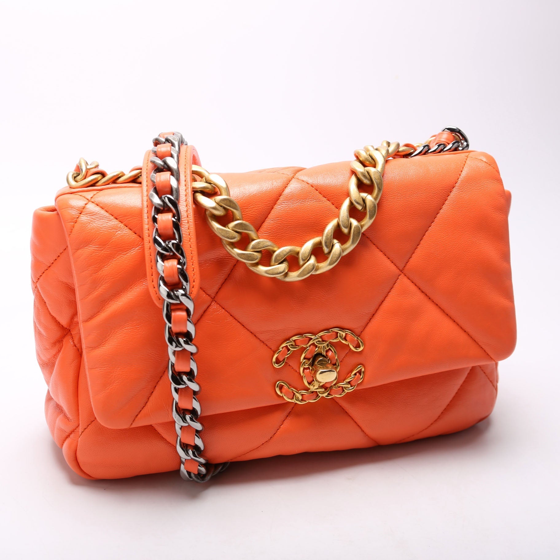 Chanel Quilted Goatskin 19 Flap 29M Orange Handbag