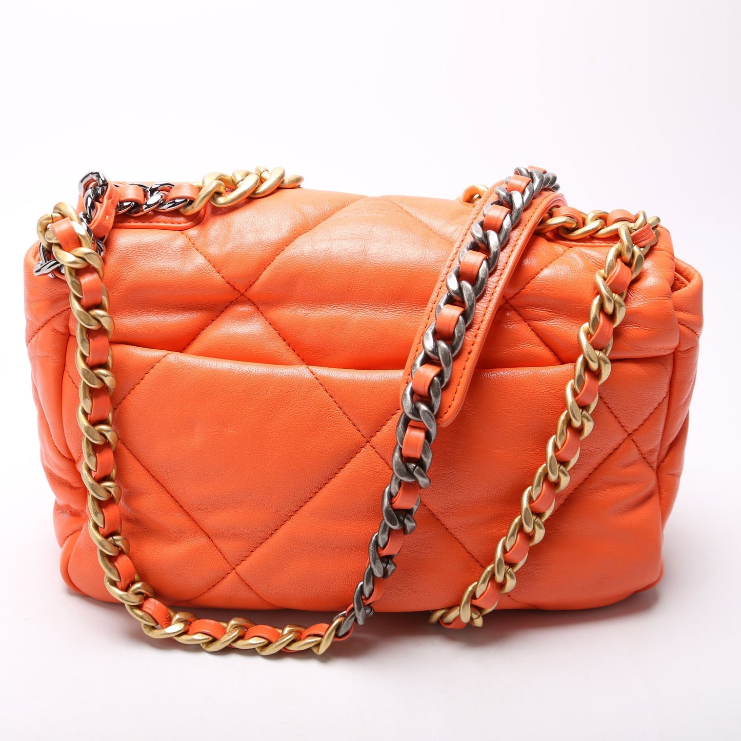 Chanel Quilted Goatskin 19 Flap 29M Orange Handbag