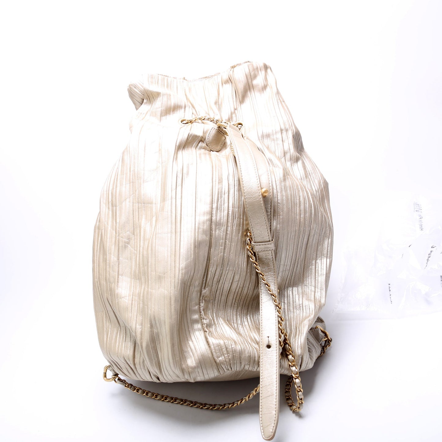 Chanel Coco Pleats Drawstring Iridescent 25M Gold Jewelry