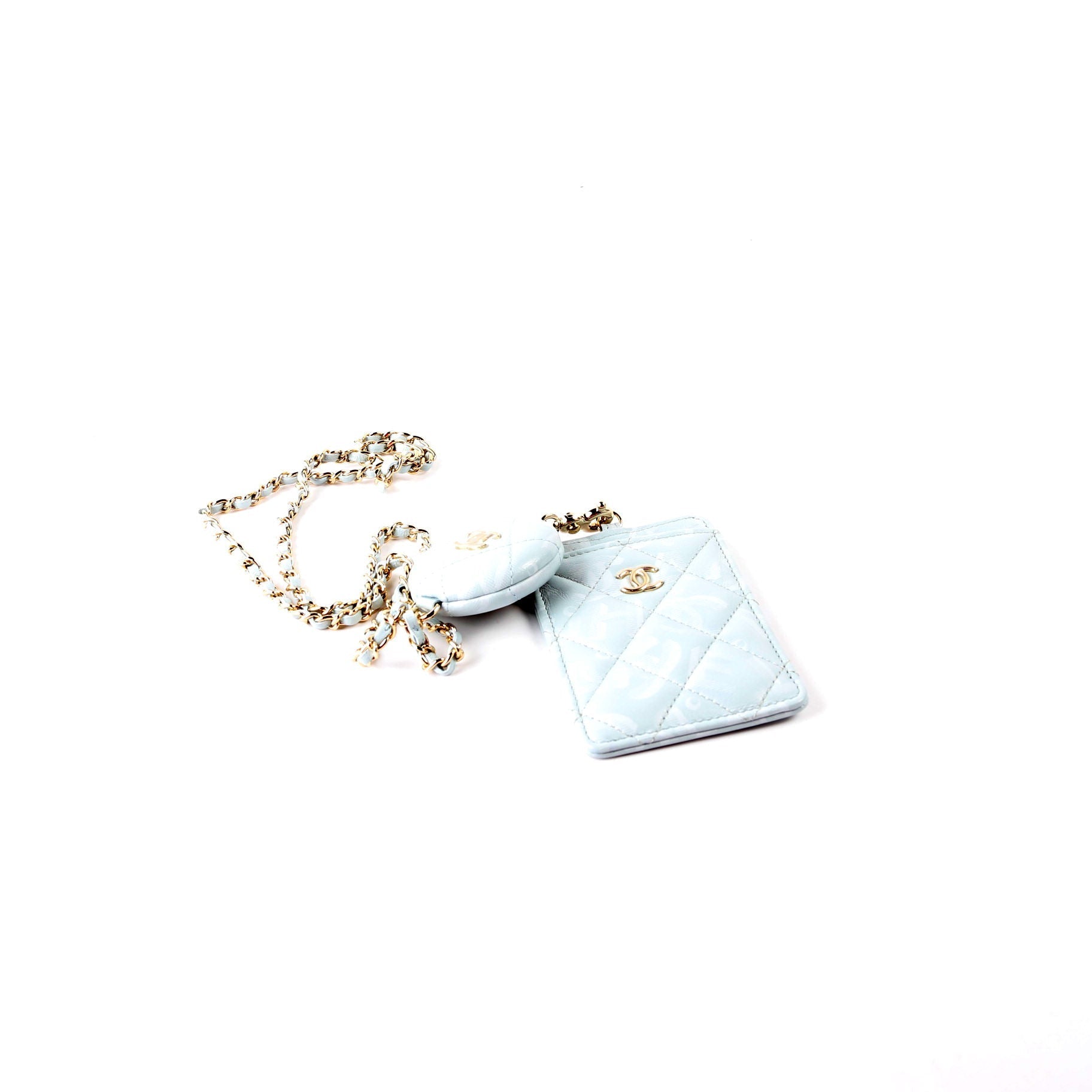 Chanel ID Holder Retractable Lanyard Quilted Lambskin RFID Blue