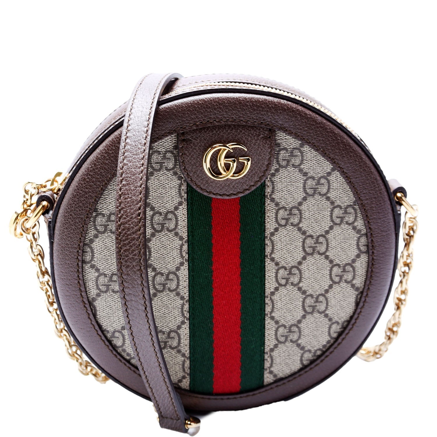 Gucci Ophidia GG Supreme Round Brown Small Crossbody Bag