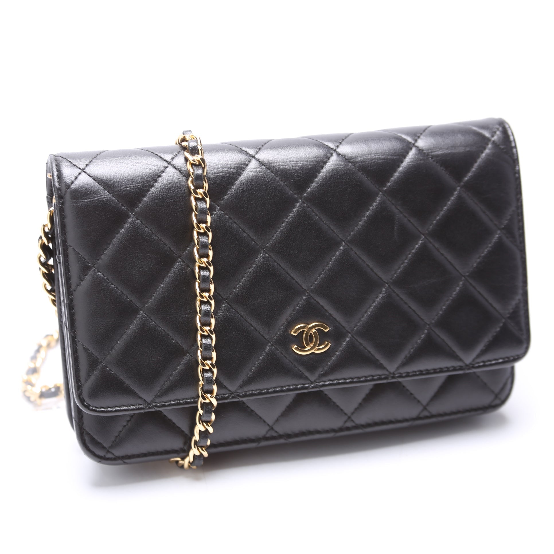 Chanel WOC Classic Quilted Lambskin Black Clutch Bag