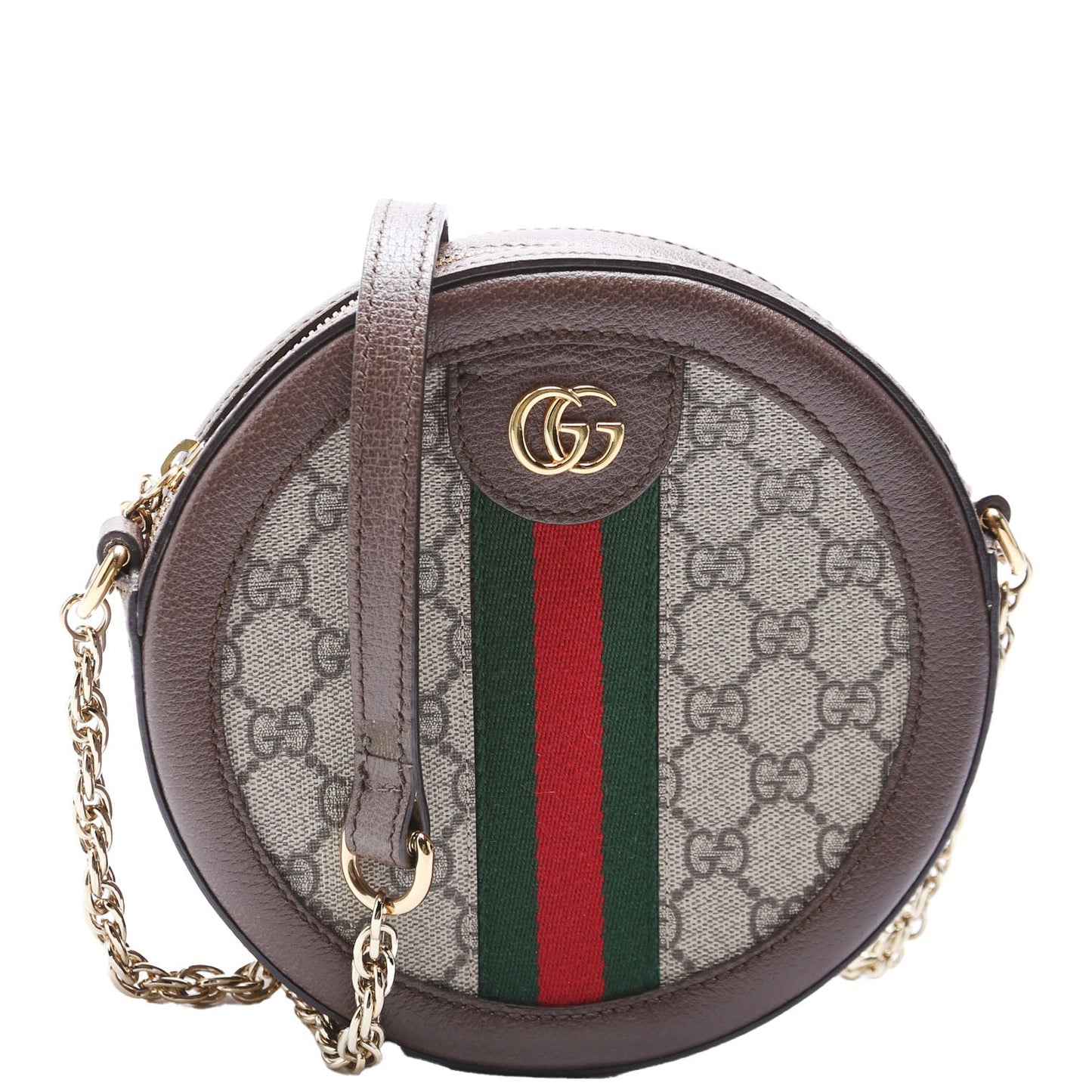 Gucci Ophidia GG Supreme Round Brown Small Crossbody Bag