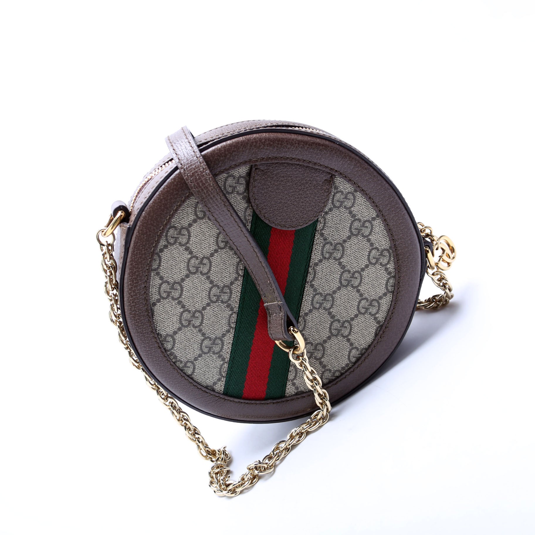 Gucci Ophidia GG Supreme Round Brown Small Crossbody Bag