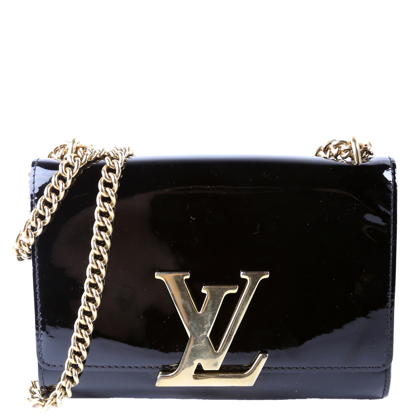 Louis Vuitton Louise MM Vernis Black Chain Handbag