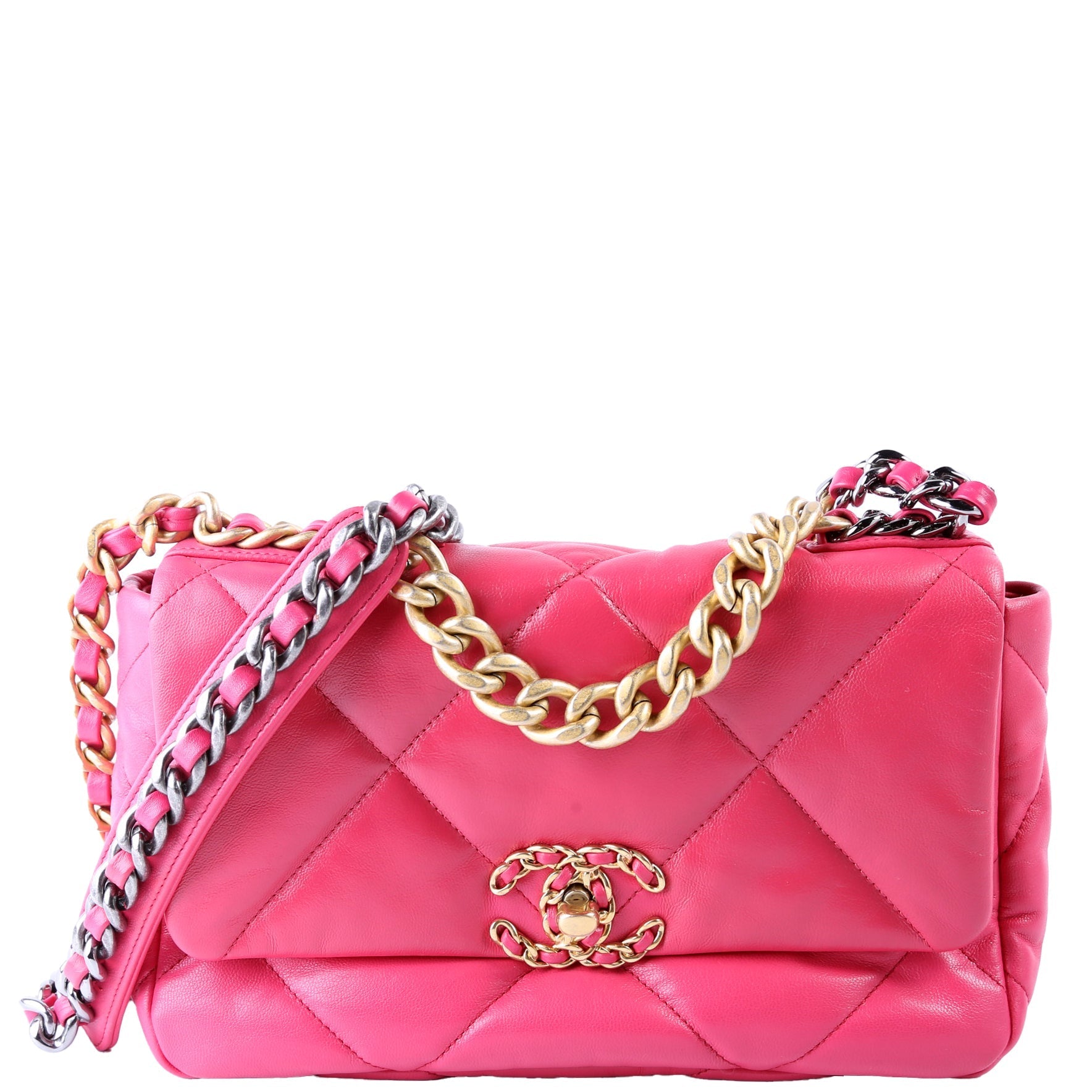 Chanel Quilted Goatskin 19 Flap 30M Pink Handbag