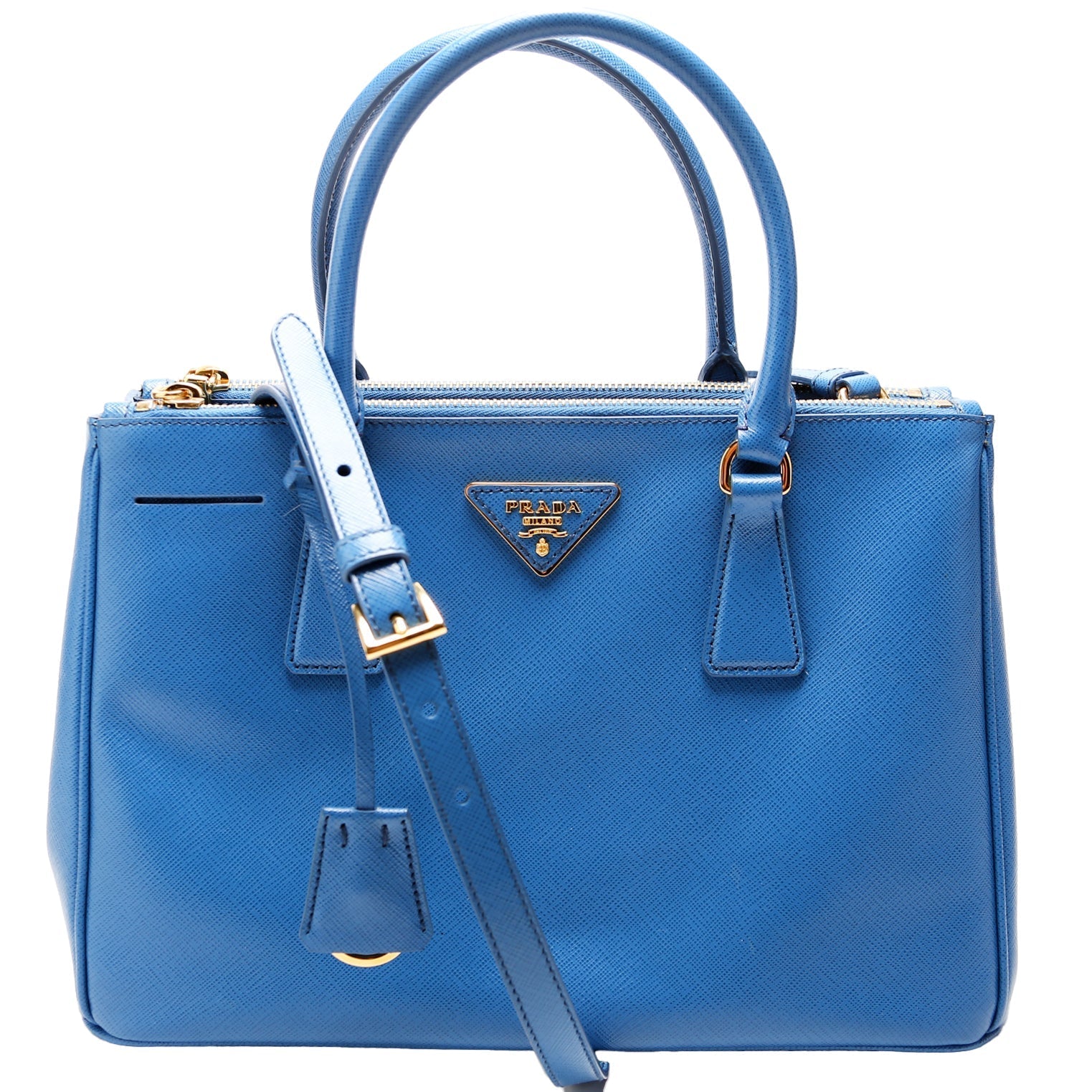 Prada Saffiano Galleria Bag Blue Small Travel Bag