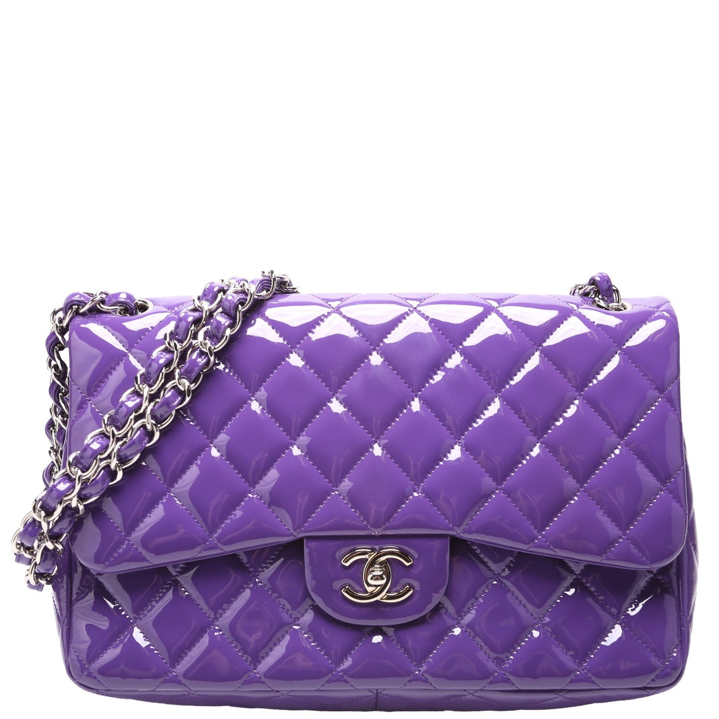 Chanel Classic Flap Jumbo Patent 21M Purple Handbag