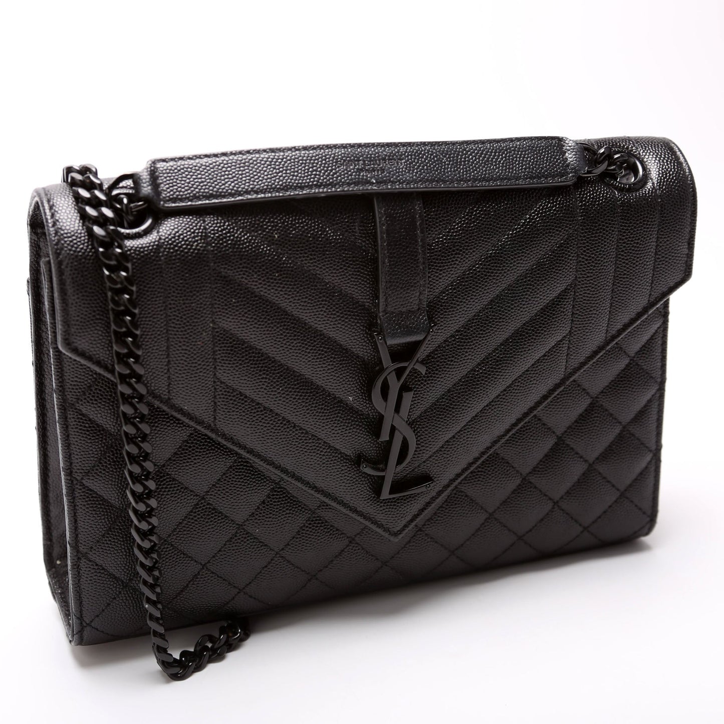 YSL Saint Laurent Saint Laurent Envelope Grain De Triquilt Bag Black Medium Travel Bag